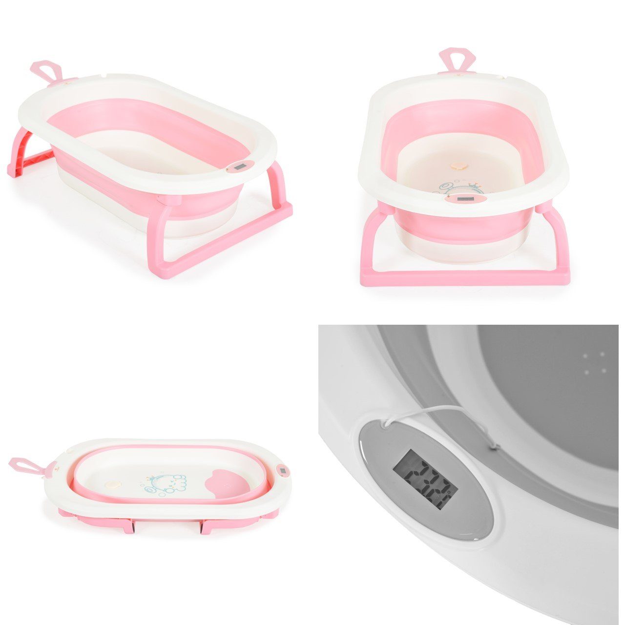 faltbare Babybadewanne cm 87 Digitalthermometer Cangaroo Babybadewanne rosa lang Wasserablauf Terra,