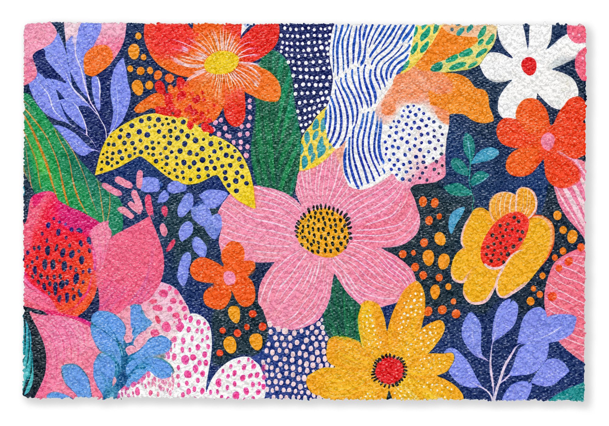MuchoWow Fußmatte Bunt - Blumen - Abstrakt - Punkte, Rechteckig, innen Schmutzfangmatte, Tür, Schmutzfänger Flur, Teppich 60x40 cm