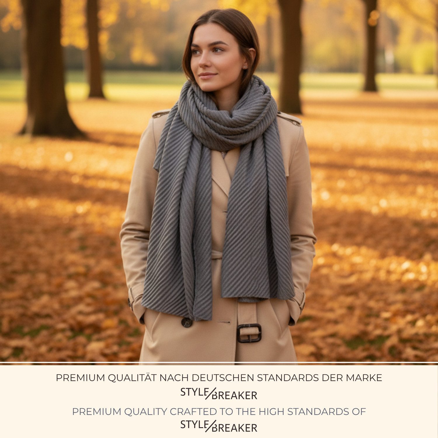 styleBREAKER Modeschal Gekreppter Unifarbener Schal, (1-St)