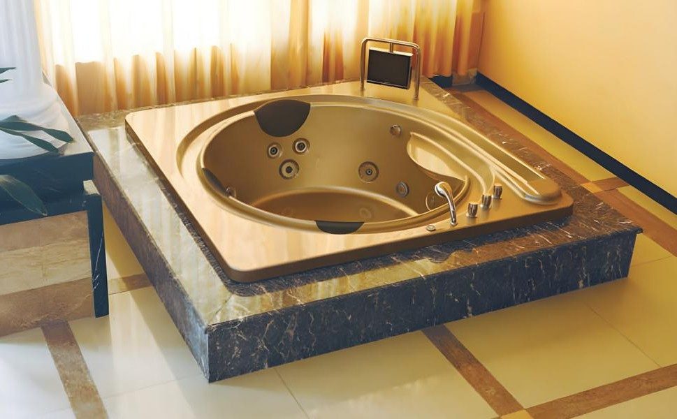 Xlmoebel Whirlpool-Badewanne Whirlpool-Badewanne Hydromassage in Gold, Acryl, für 2 Personen, Made in Europa