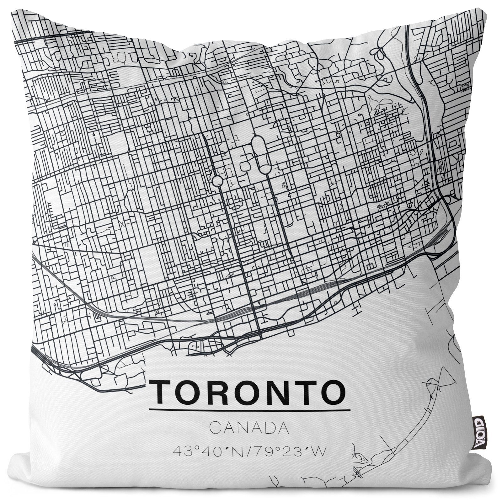 VOID Landkarte Plan Stadtkarte Kissenbezug, Stadtplan Kissenhülle Karte Toronto (1 Kanada Stück),