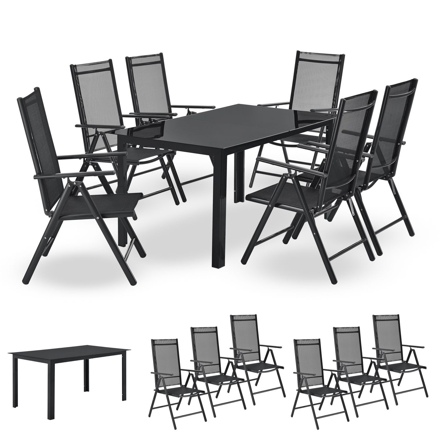 Juskys Garten-Essgruppe Milano, (7-tlg), 6 Gartenstühlen plus Tisch - Stühl günstig online kaufen