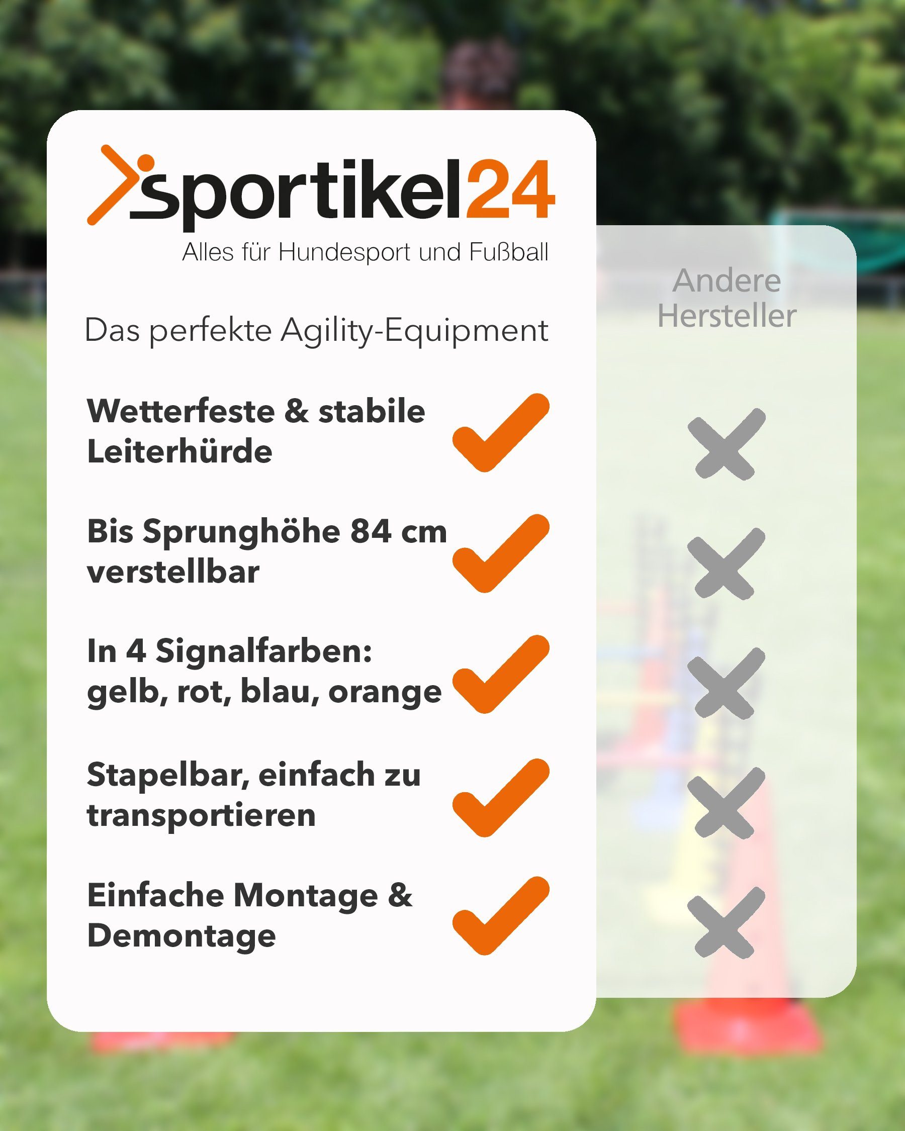 Superhund Hürde Leiterhürde mit Kegel 50 und Stange 100 cm Farbe Rot