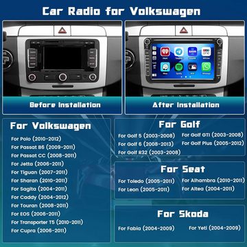 Hikity Android 2 Din 8" Touchscreen für VW Golf Passat Polo Skoda Tiguan Seat Autoradio (Mit Rückfahrkamera, NAV WiFi BT USB FM RDS Hi-Fi Radio)