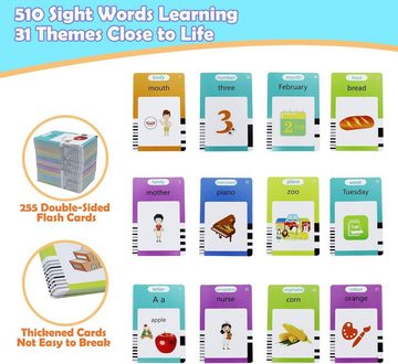Gontence Lernspielzeug Wahrnehmungsspiele Sprechende Karte Früh-Lern-Maschine 510 Wörter, Interaktives Lernspielzeug,2-6 Jahre alt,Montessori-Erziehungsmethode