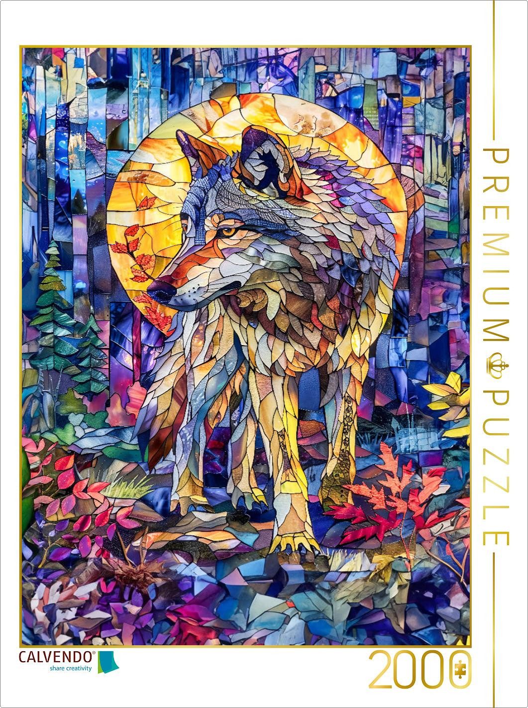 CALVENDO Puzzle CALVENDO Puzzle Ein einsamer Wolf durchstreift im sanften Licht des Mo, 2000 Puzzleteile