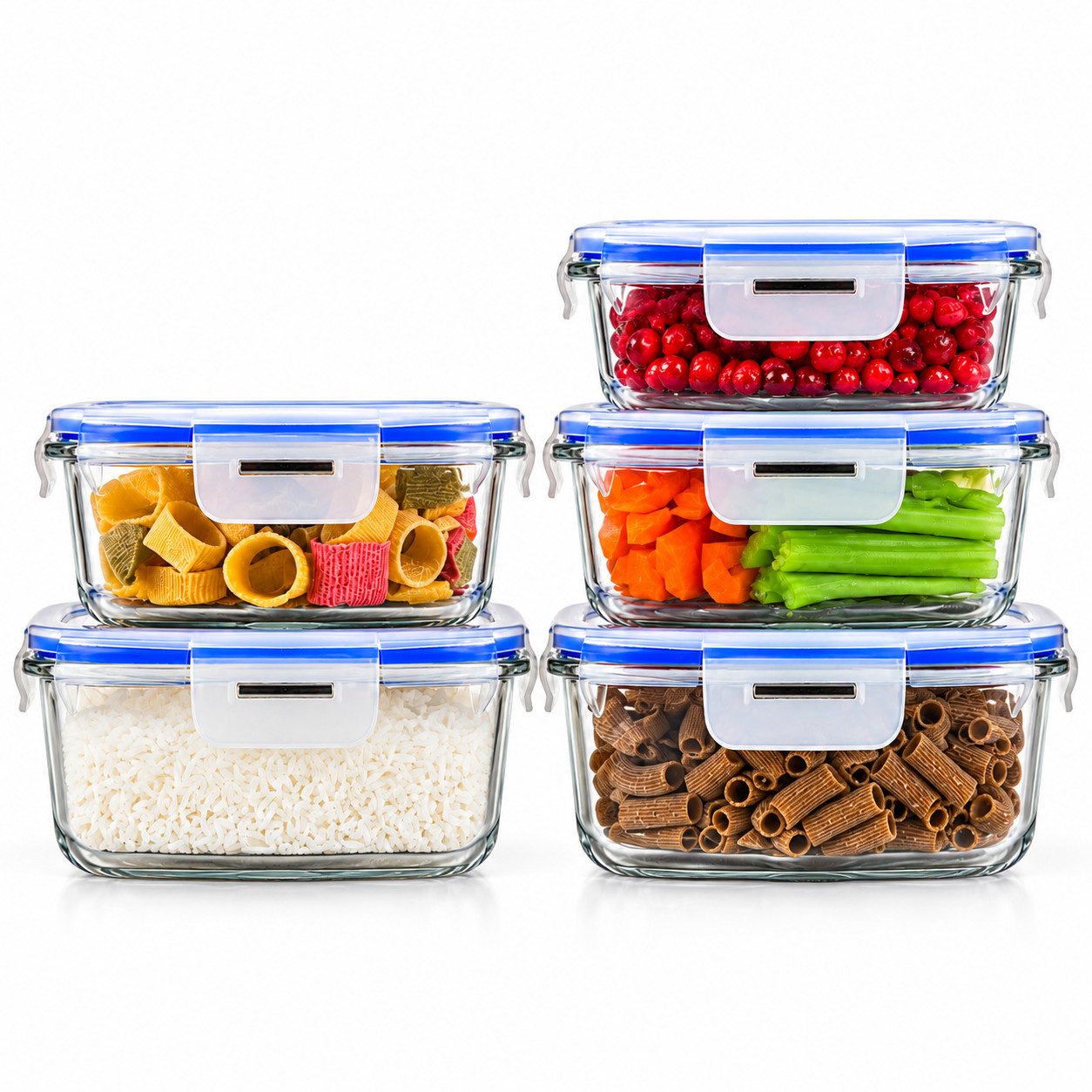 Sendez Frischhaltedose 10tlg. 2x1L 2x800ml 1x500ml Glas Lunchbox Vorratsdosen Brotdose, Glas, (10-tlg)