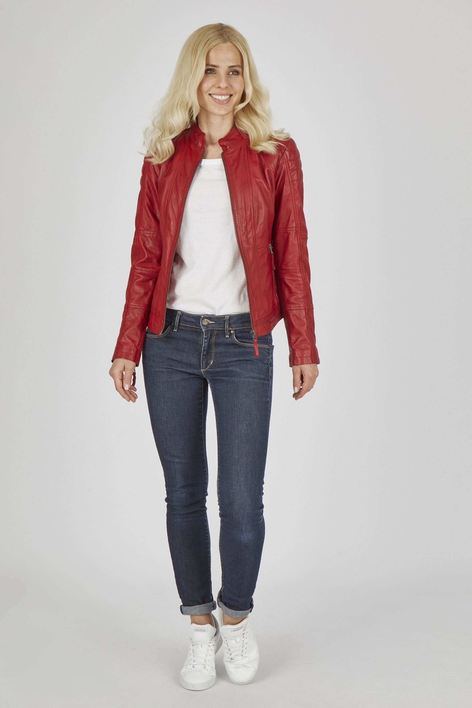 7eleven Lederjacke SEVIGNI (1-St) mit Ziernähten