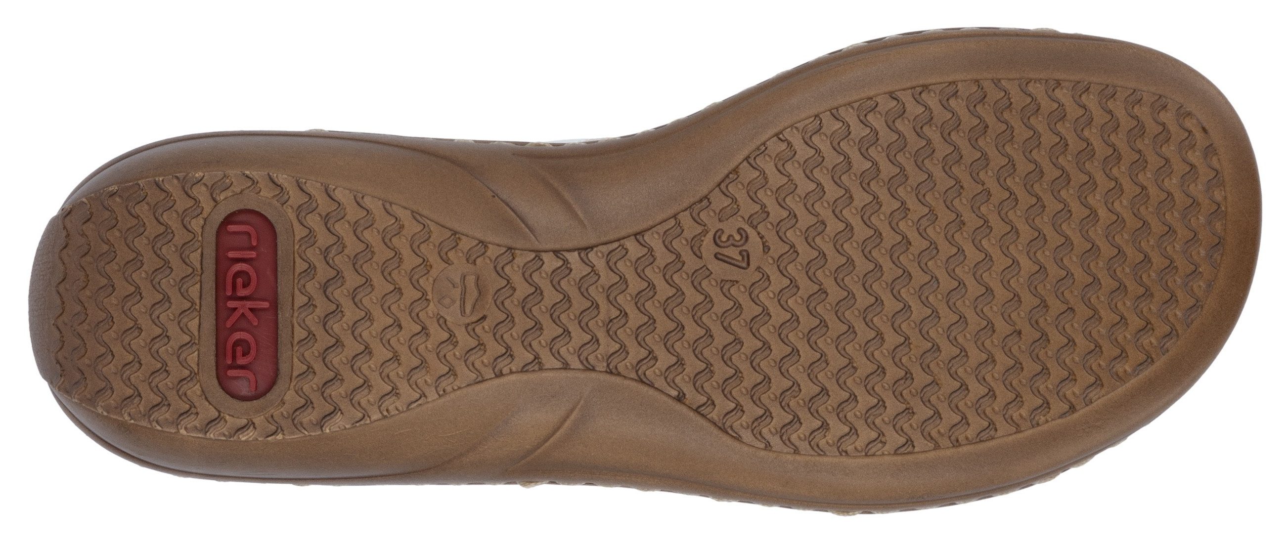 Rieker Pantolette, Keilabsatz, Sommerschuh, Schlappen in sommerlicher Optik