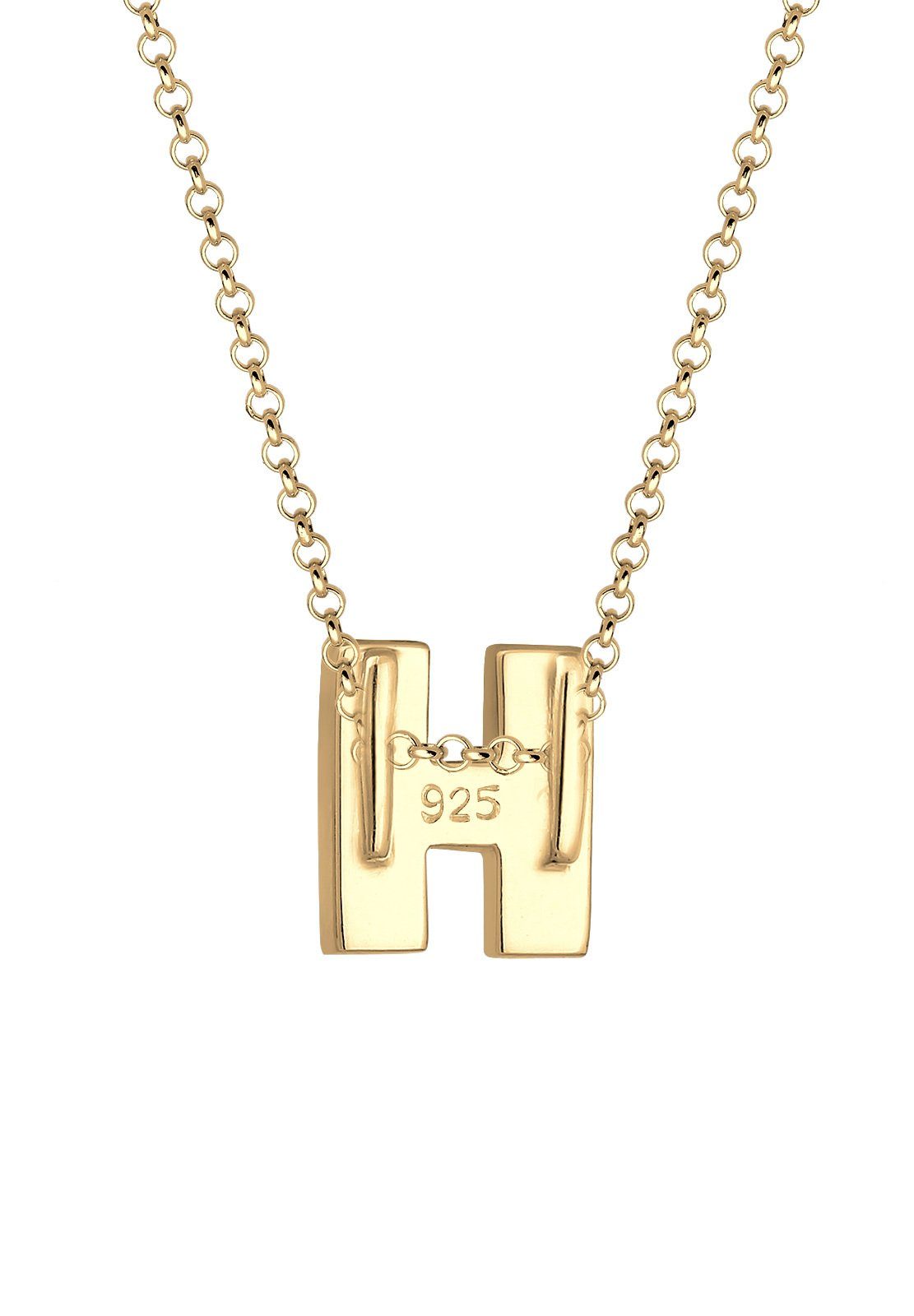 Elli Kette mit Anhänger Buchstabe Gold 925 Silber Minimal Trend Initialen H