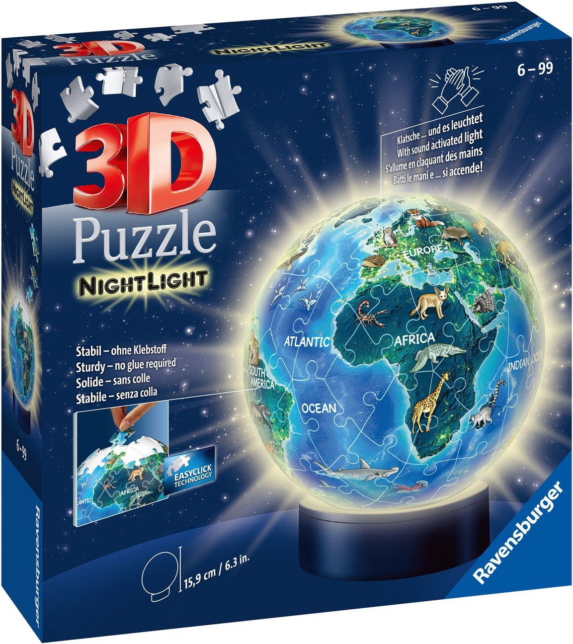 weltweit Puzzleball Nachtlicht Wald LEDs; Nacht, Ravensburger FSC® - Puzzleteile, inkl. Erde - mit schützt 72 bei Leuchtsockel