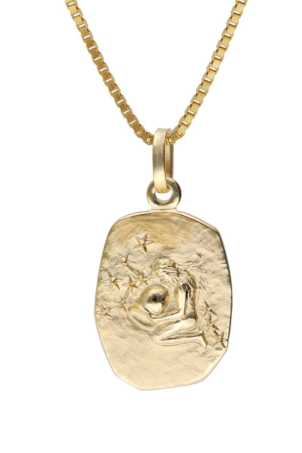 Gold mit vergoldeter Kette 333 Anhänger Sternzeichen Wassermann Silberkette mit trendor