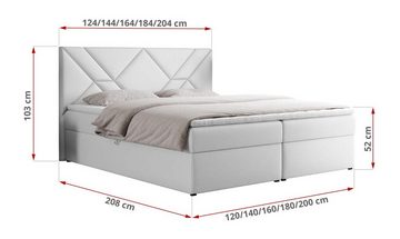 MKS MÖBEL Boxspringbett NEOMI, Doppelbett, Multipocket-Matratze mit Topper