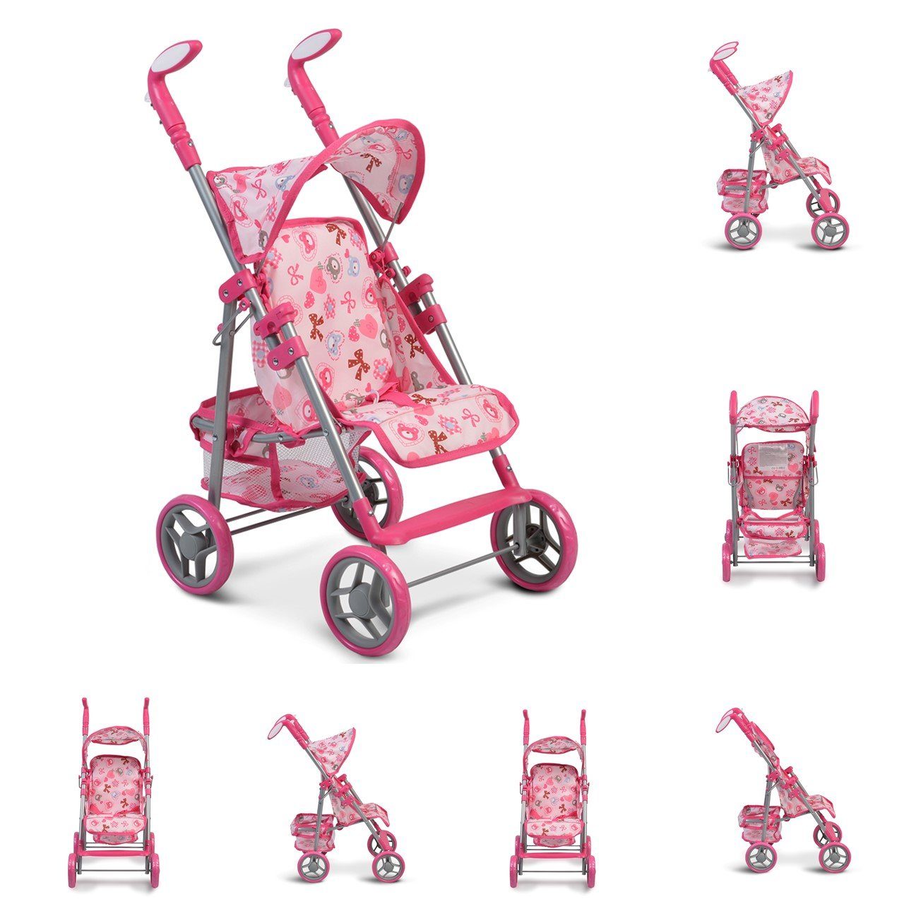 Moni Puppenbuggy Puppenwagen Flower Garden, Rückenlehne und Griffe verstell günstig online kaufen