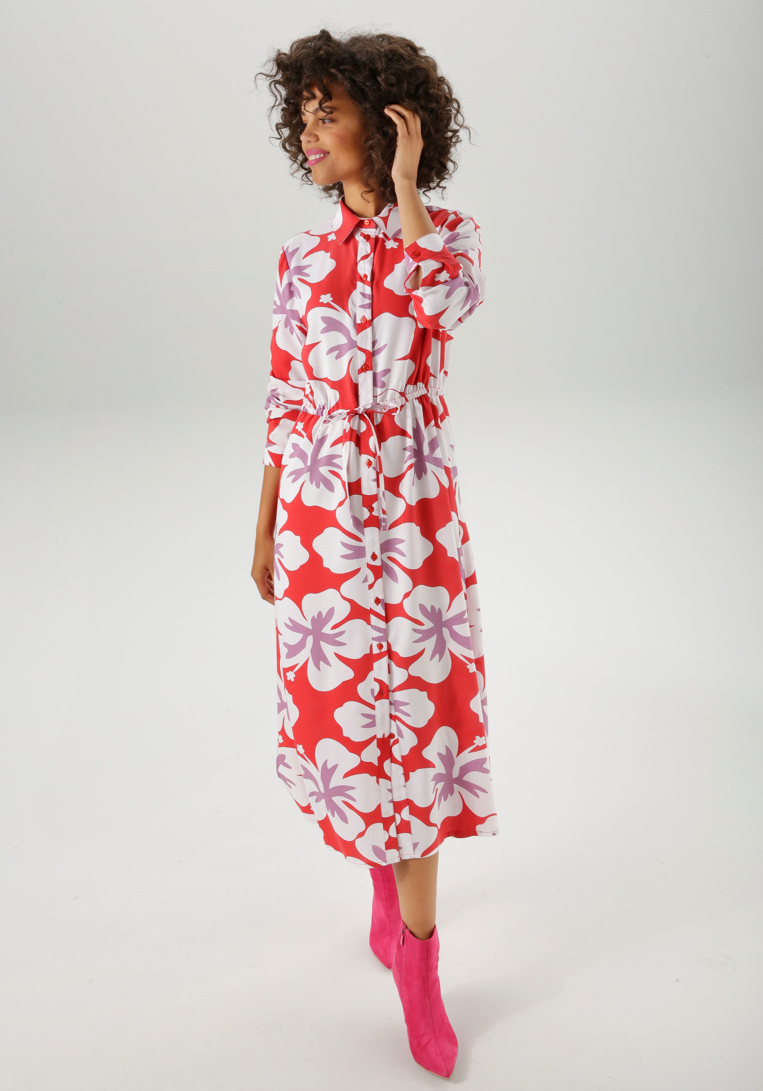 Aniston CASUAL Maxikleid mit großflächigen, grafischen Blüten bedruckt günstig online kaufen