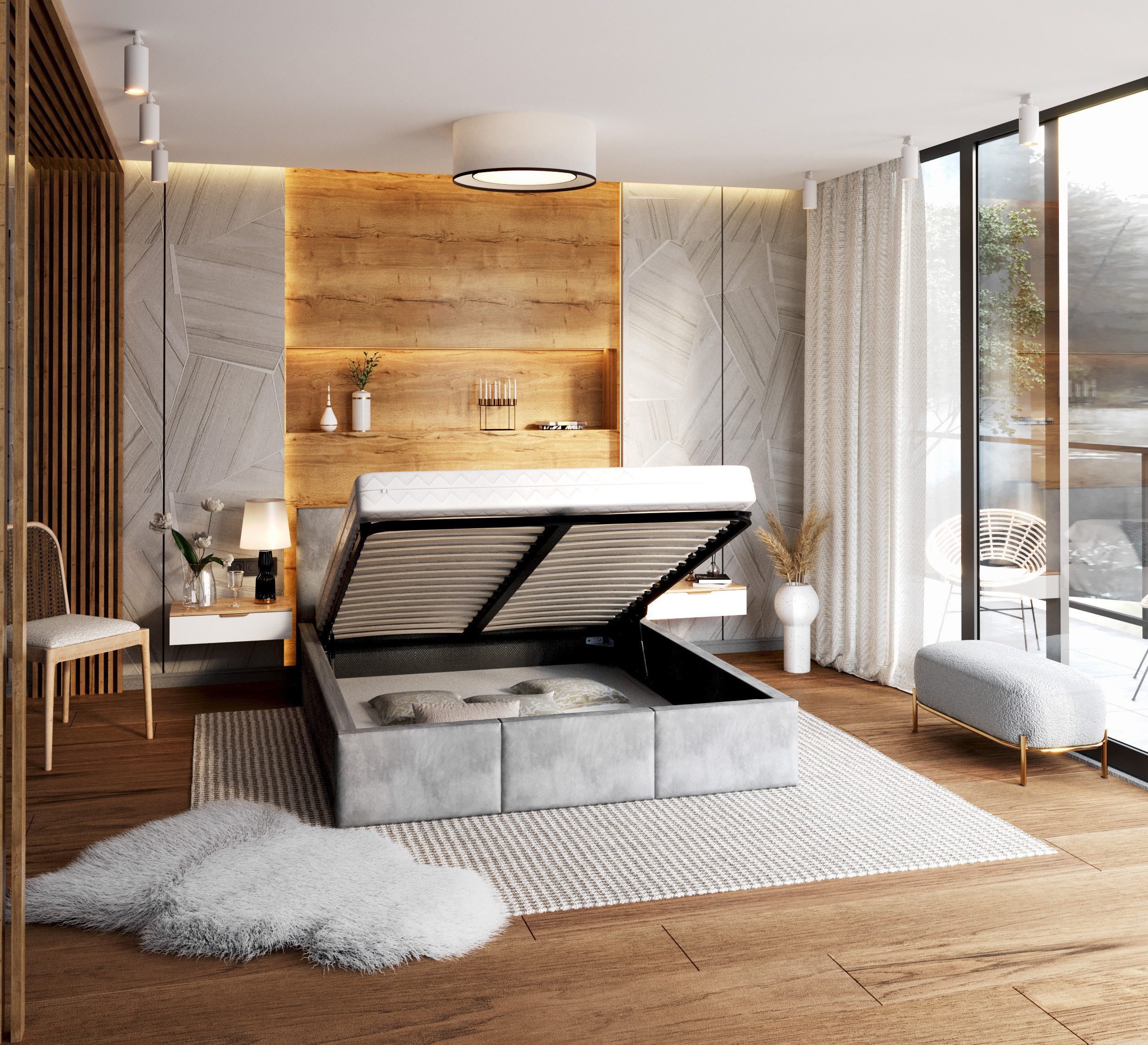 thematys Polsterbett Stauraumbett Bett mit Bettkasten - MADE IN EU - mit sa günstig online kaufen