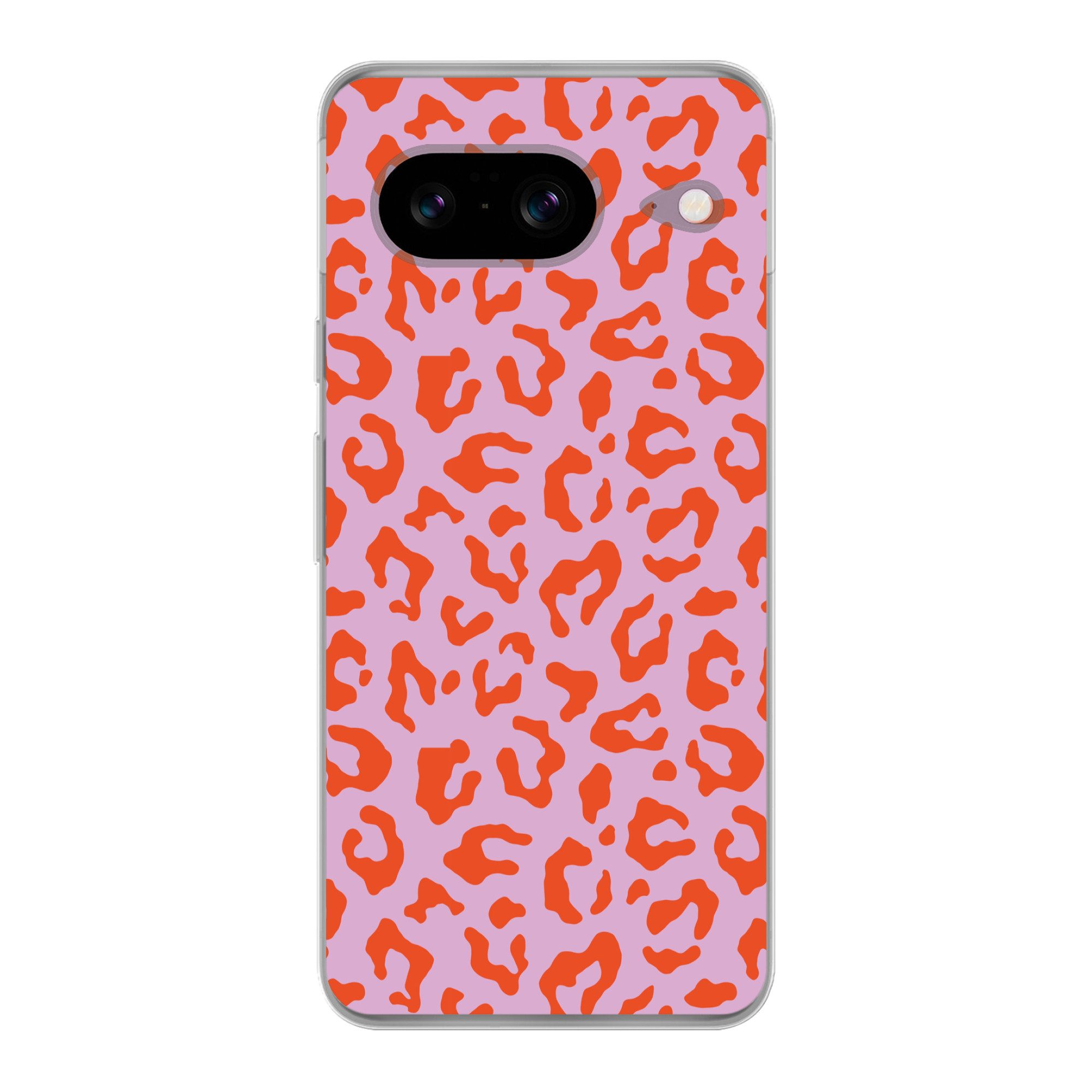 MuchoWow Handyhülle für Google Pixel 8 Pantherprint - Rot - Lila - Rosa - Tierprint, Handy Case, Silikon, Bumper Case Dünn
