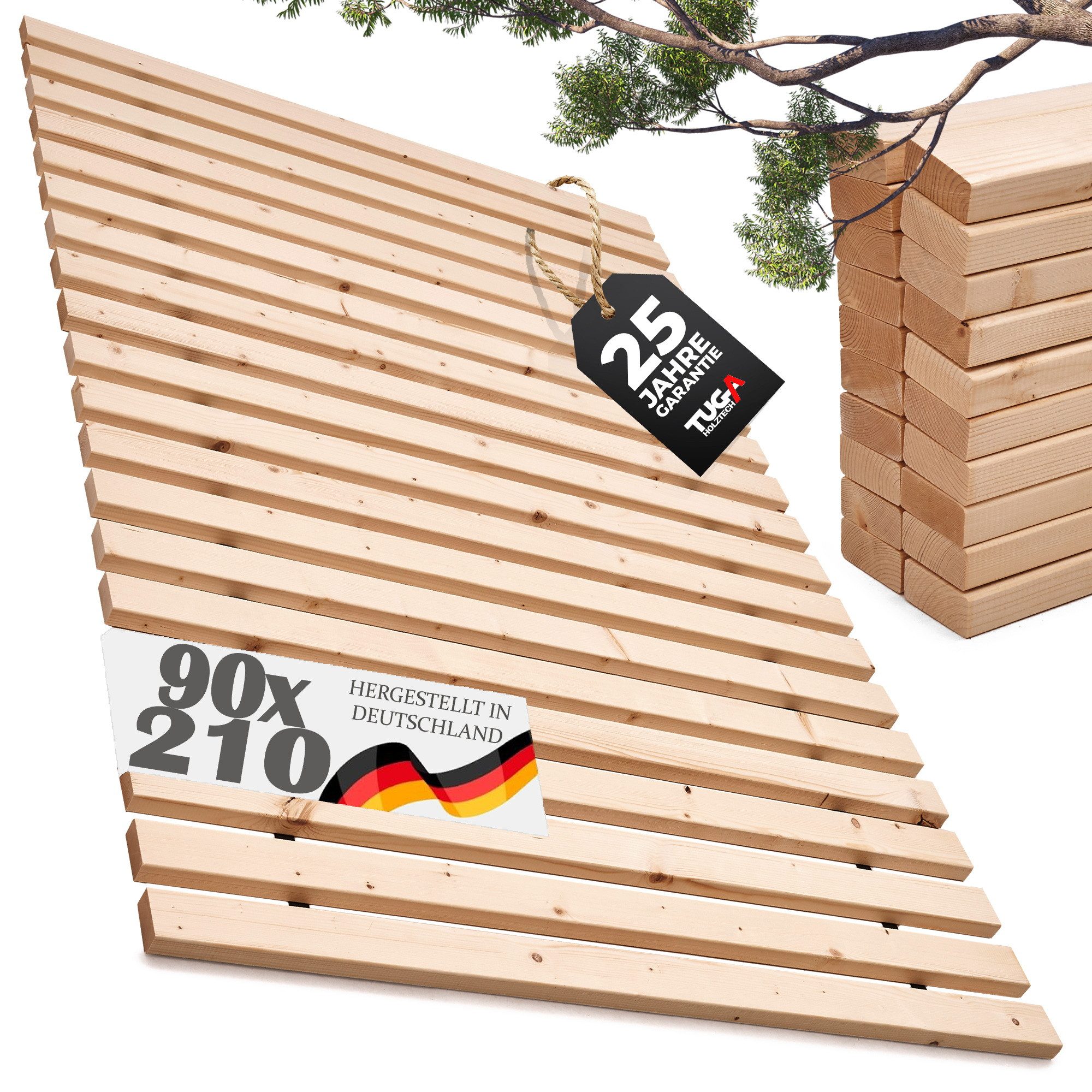 Rollrost Lattenrost Rolllattenrost 30mm 90 x 210 cm 500kg stabilster Bettrost, TUGA-Holztech, Breite 70 80 90 100 120 140 160 180 200 cm Länge 190 200 210 220 cm