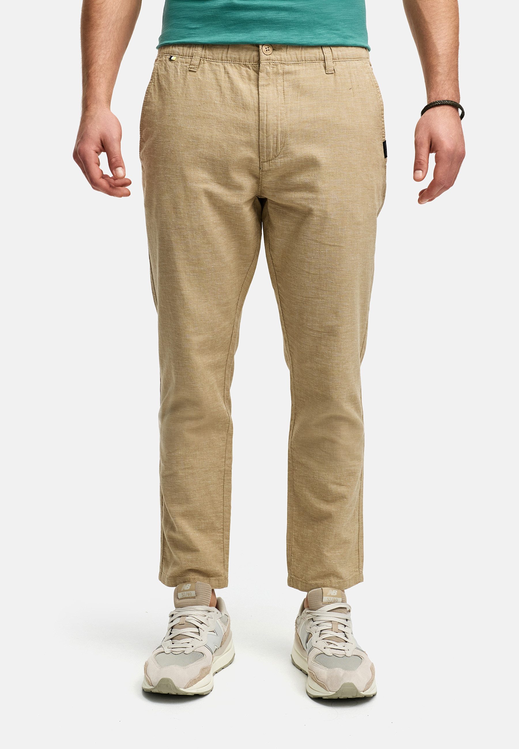 Indicode Leinenhose Herren INNandos Sommerhose Leinen Herrenhose mit elastischem Bund mit Knopf- und Reißverschluss