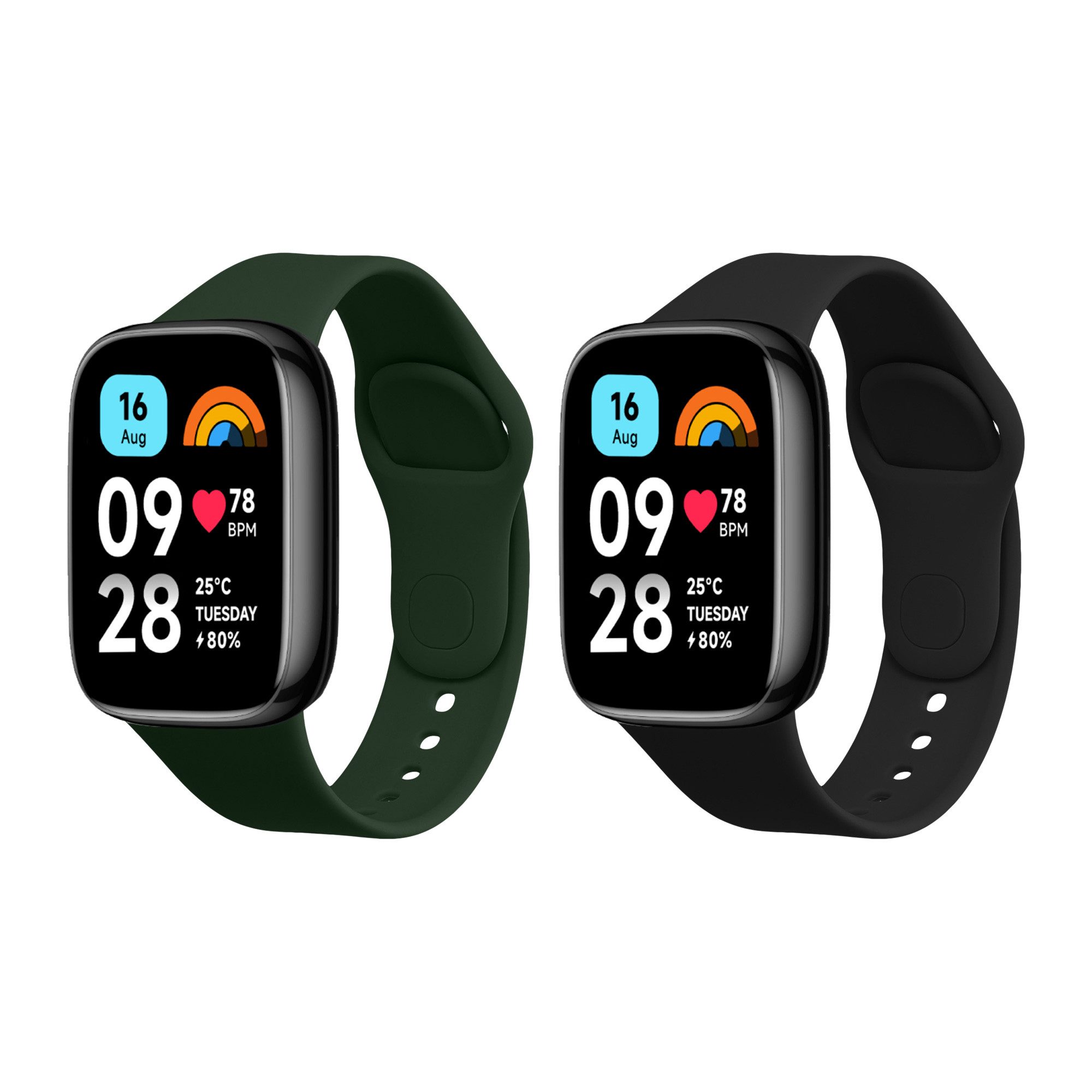 kwmobile 2x Uhrenarmband für Xiaomi Redmi Watch 3 Active Armband Smartwatch, 2-tlg., Fitnesstracker Band Set aus TPU Silikon - Ersatzarmband Smartwatch