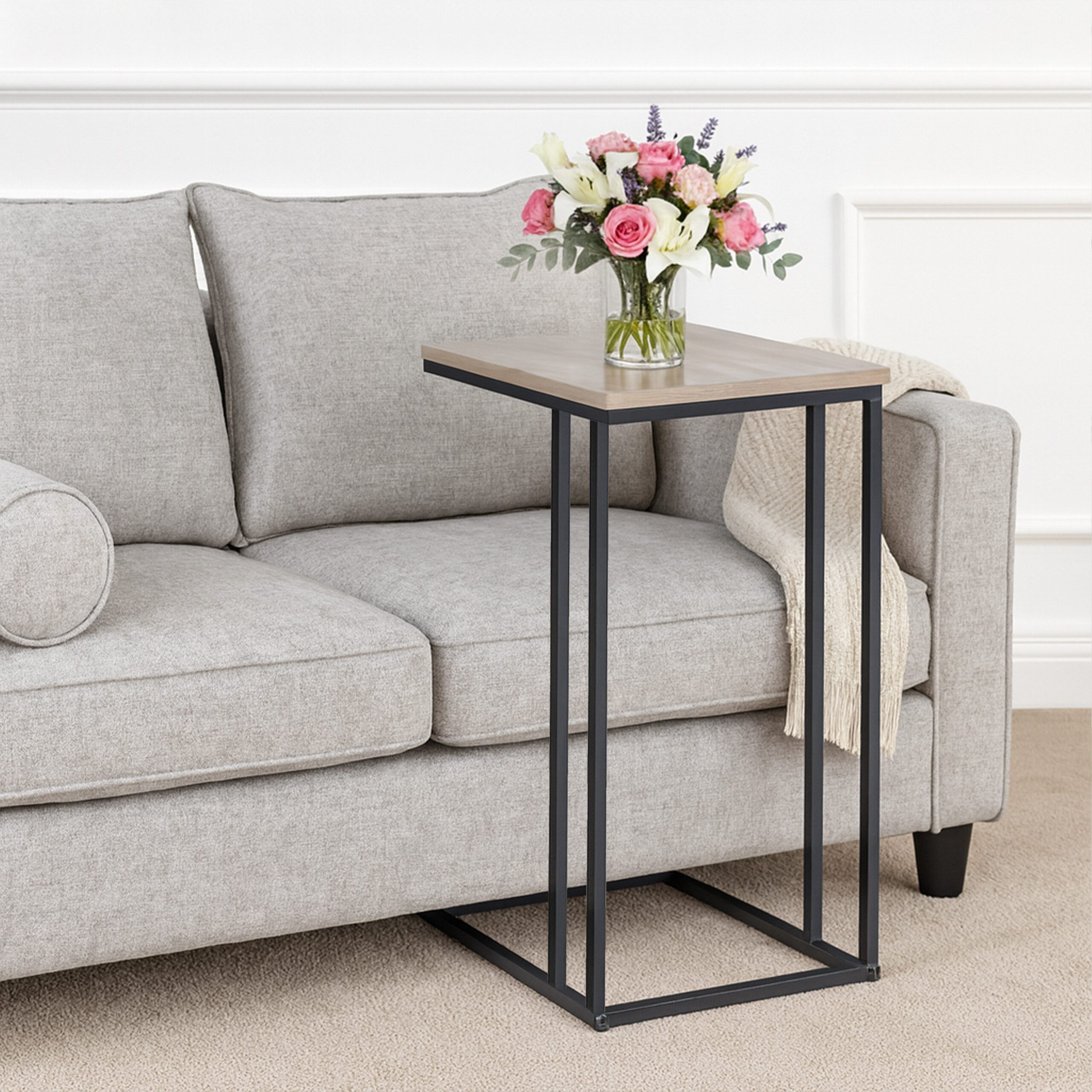 relaxdays Beistelltisch in C Form, Schwarz-Grau günstig online kaufen