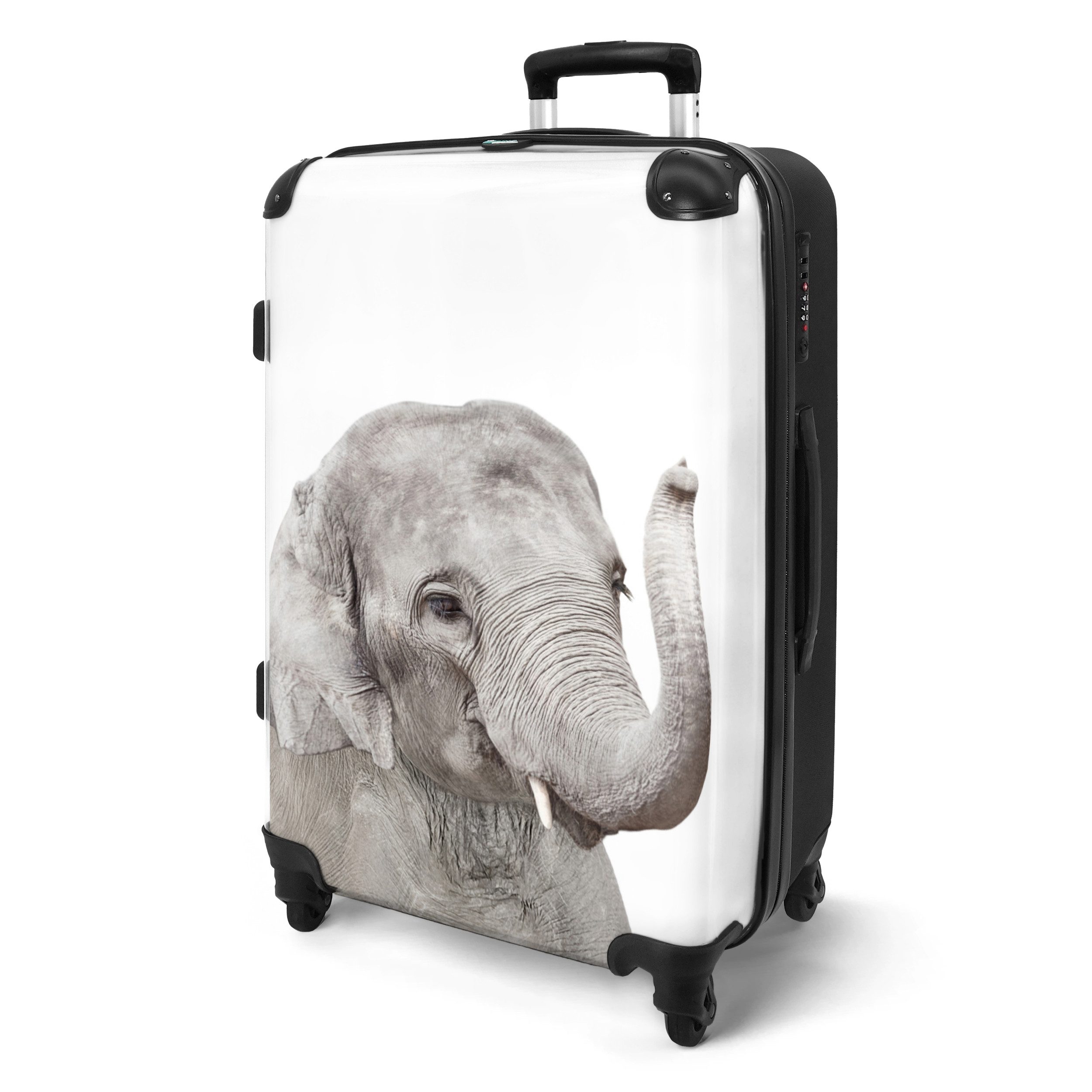 NoBoringSuitcases.com© Hartschalen-Trolley mit leuchtende Räder - Elefant - günstig online kaufen