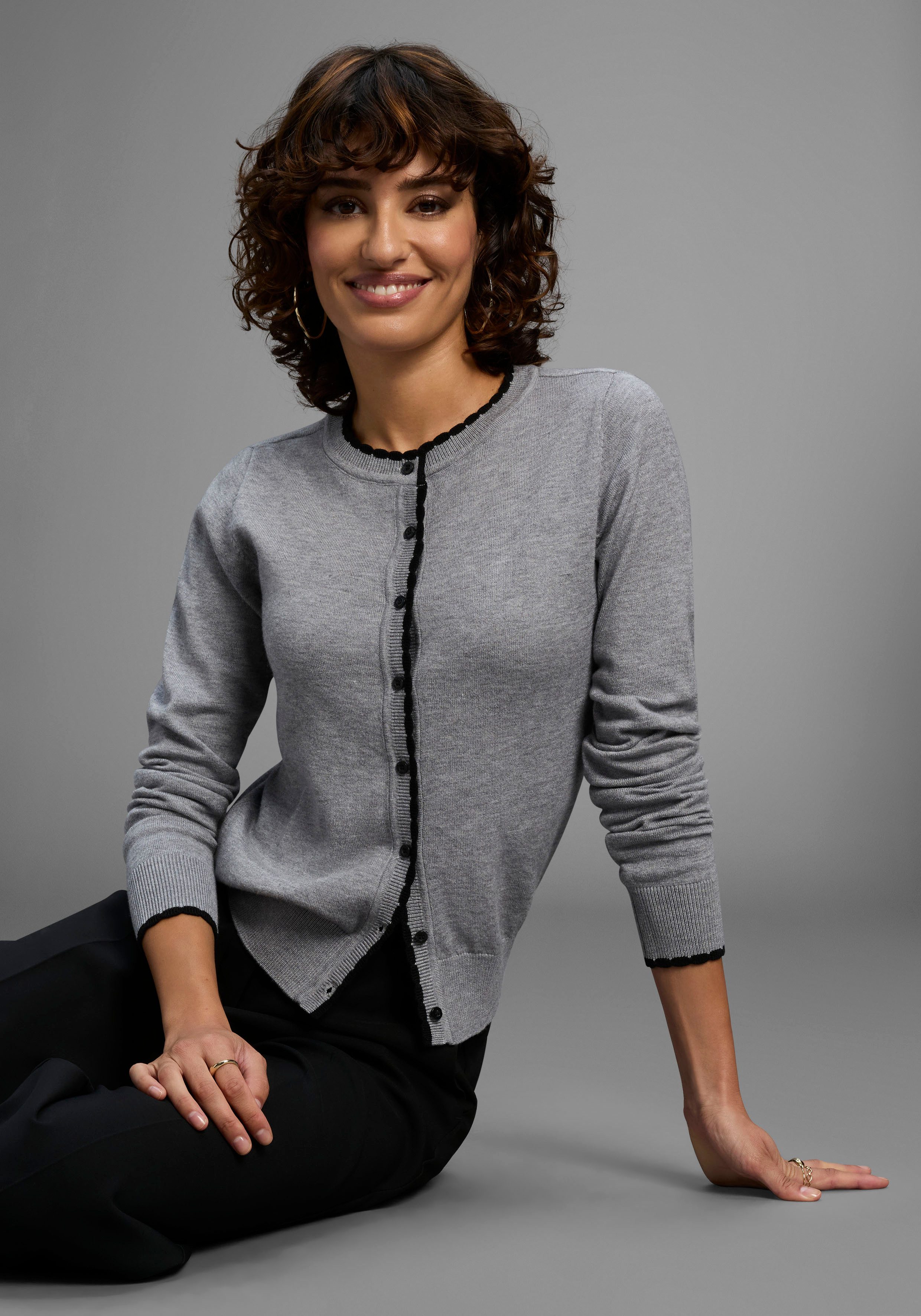 HECHTER PARIS Strickjacke mit Wellenkante - NEUE KOLLEKTION günstig online kaufen