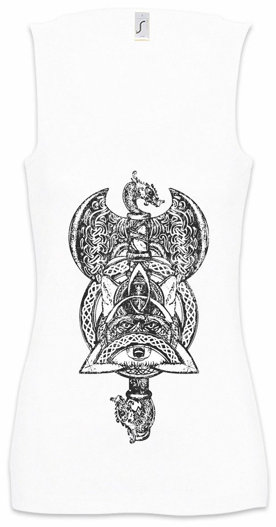 Tanktop Thor's Hammer Fox Ärmelloses Damen T-Shirt Mjölnir Fuchs Runen Vikings