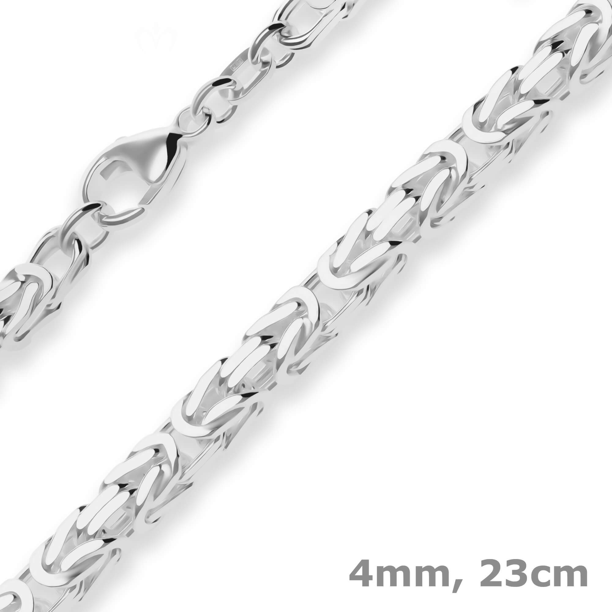 Schmuck Krone Königsarmband 4mm Armband Königskette aus 925 Silber 23cm, Silber 925
