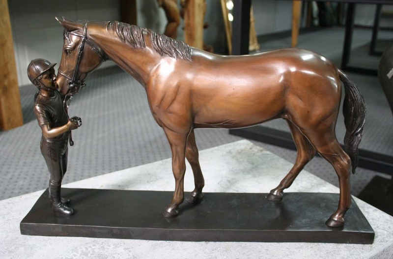 Bronzeskulpturen Skulptur Bronzefigur Mädchen mit Pferd Wohndekoration