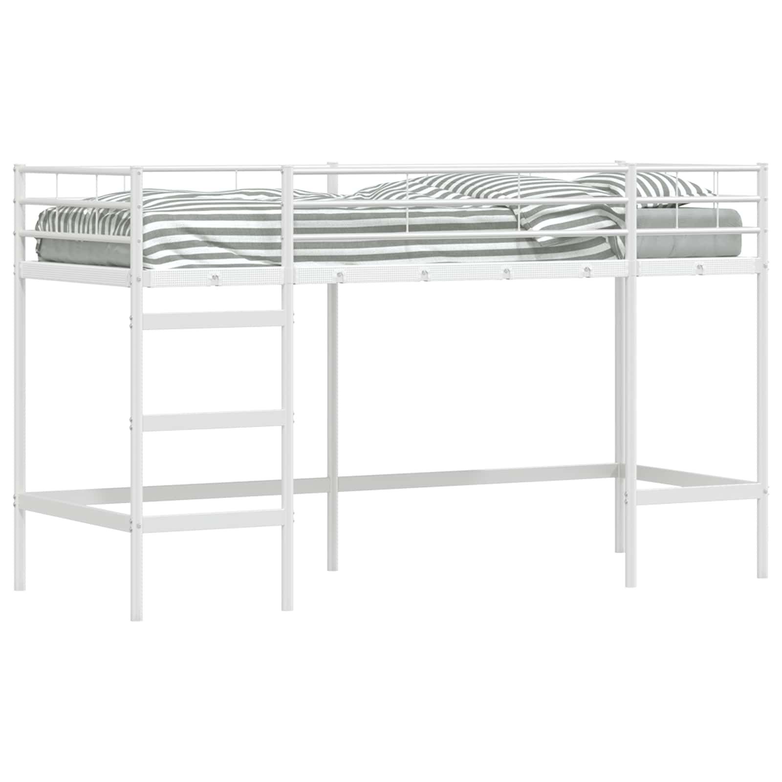 vidaXL Bett Kinderloftbett Uni Weiß 75 x 190 cm Stahl (1-tlg)