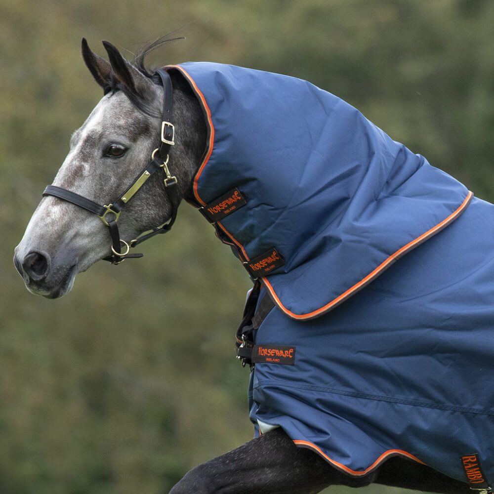 Horseware Pferde-Halsteil Horseware Rambo Duo Hood 50g - Denim/Orange