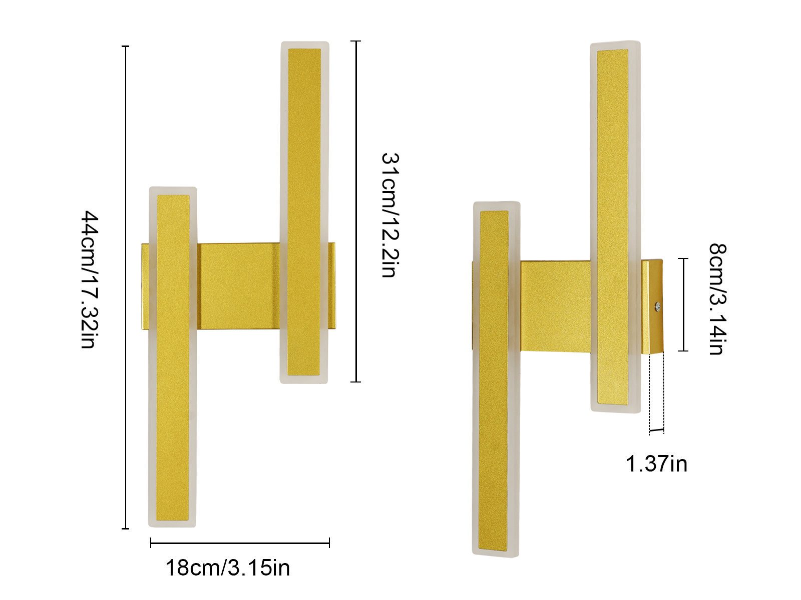 Goeco Wandleuchte Doppellicht Rechteckige Acryl-LED-Wandlampe, 44x18x3,5cm, günstig online kaufen
