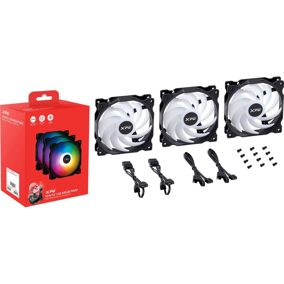 ADATA PC-Lüfter Hub XPG VENTO 120 3er PACK LÜFTER RGB