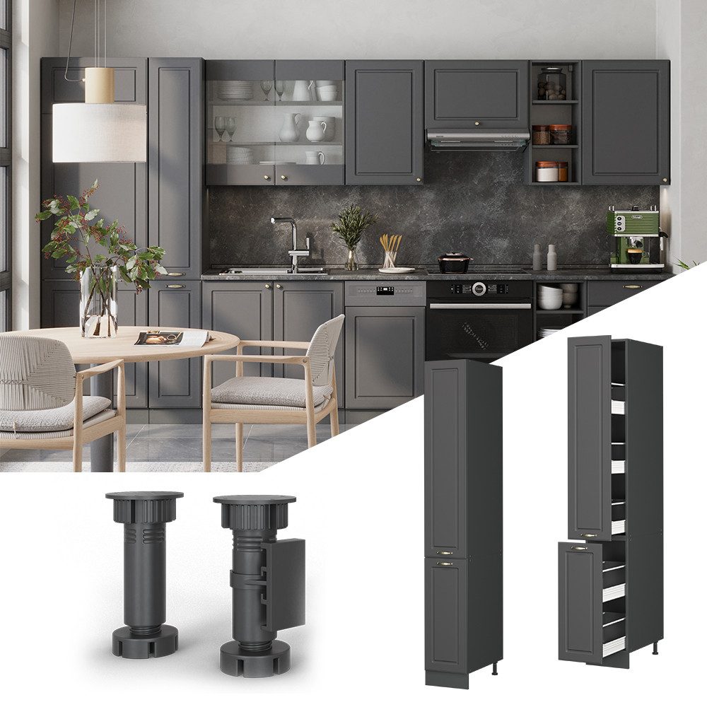 Vicco Hochschrank Fame-Line, Anthrazit-Gold Landhaus/Anthrazit, 30 cm günstig online kaufen