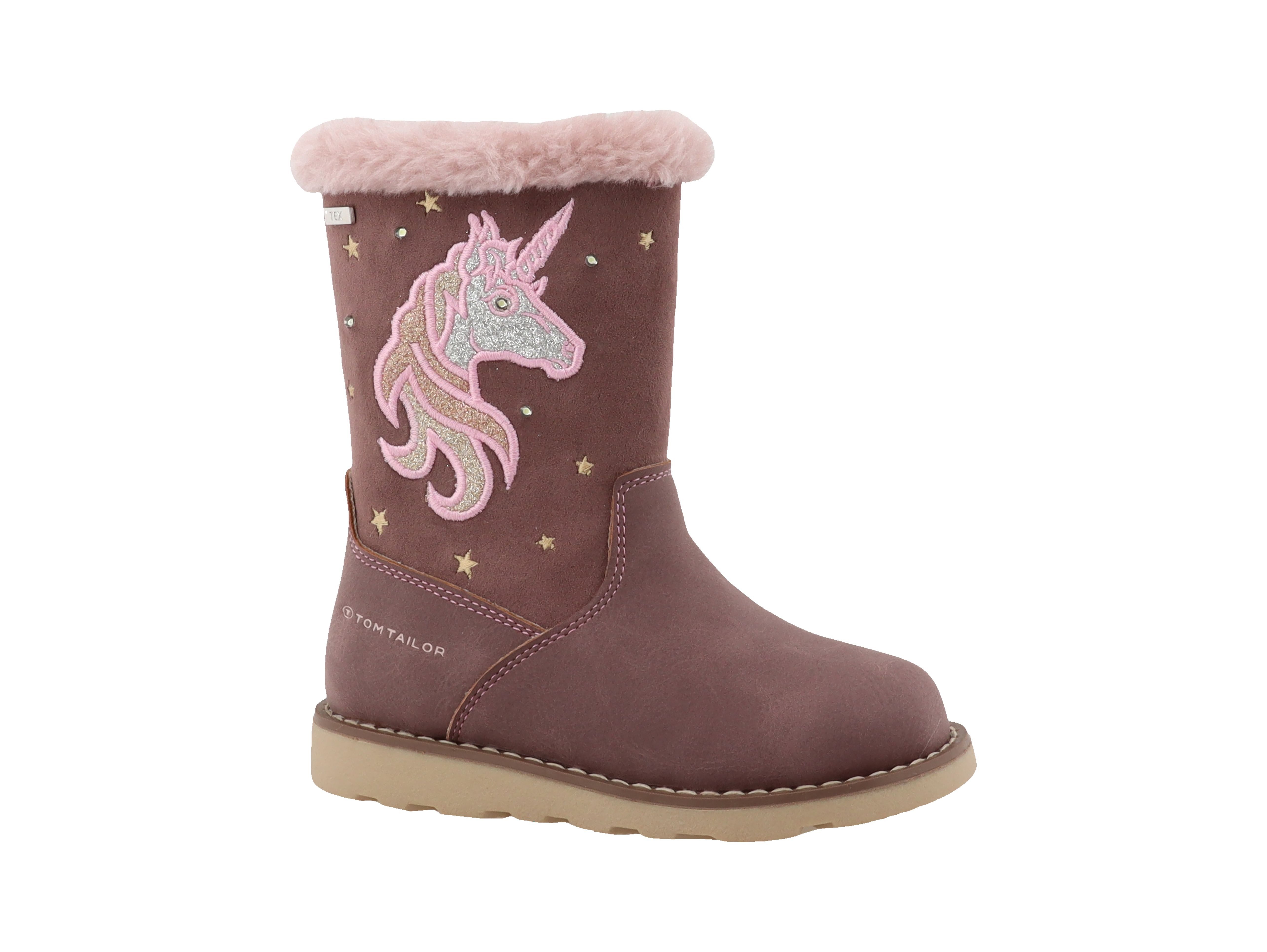 TOM TAILOR Blinkschuh Winterstiefel Langschafttstiefel, Kinderstiefel mit blinkendem Einhornmotiv