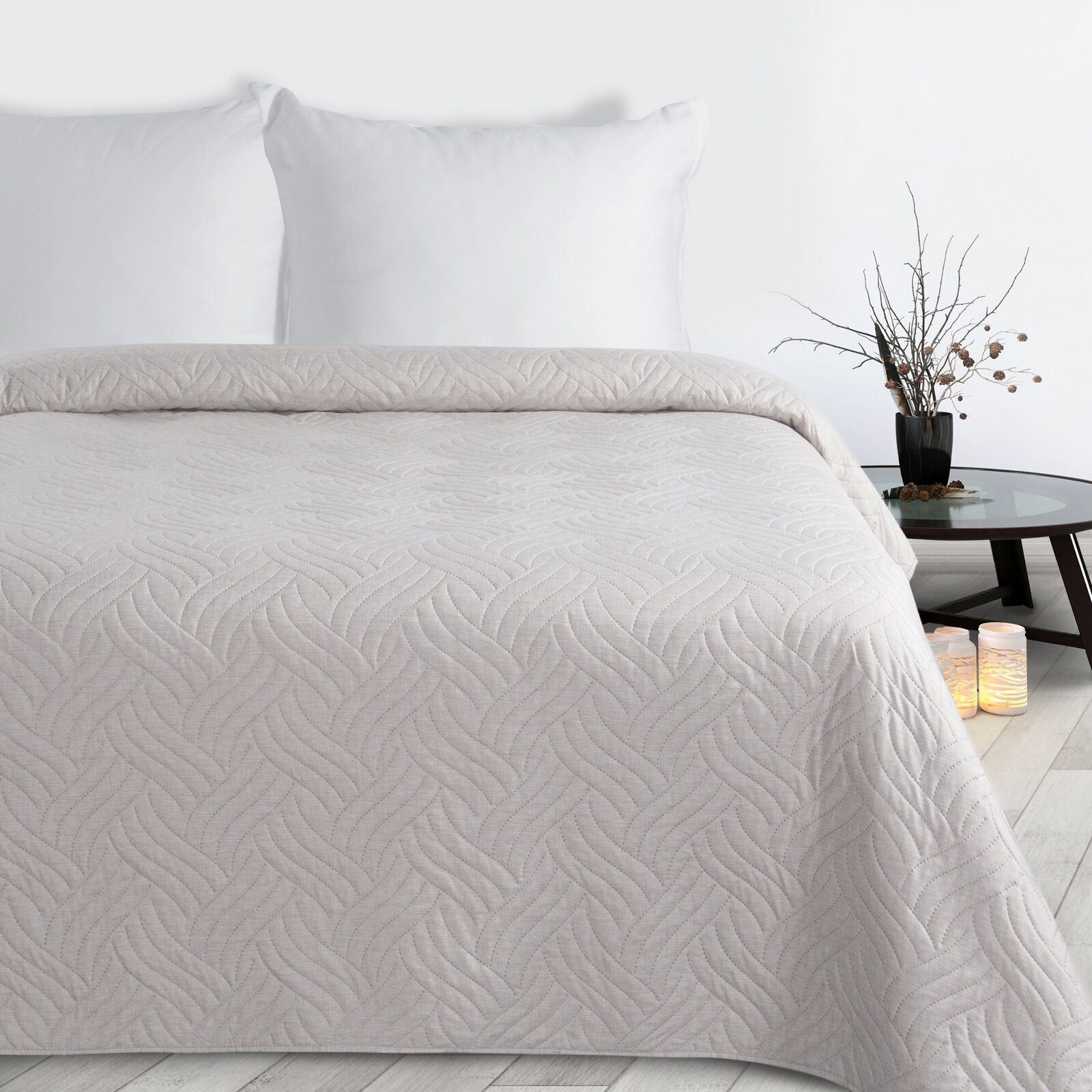 Eurofirany Tagesdecke LEINOPTIK, Karomuster Steppung Doppelbett Überwurf Ei günstig online kaufen