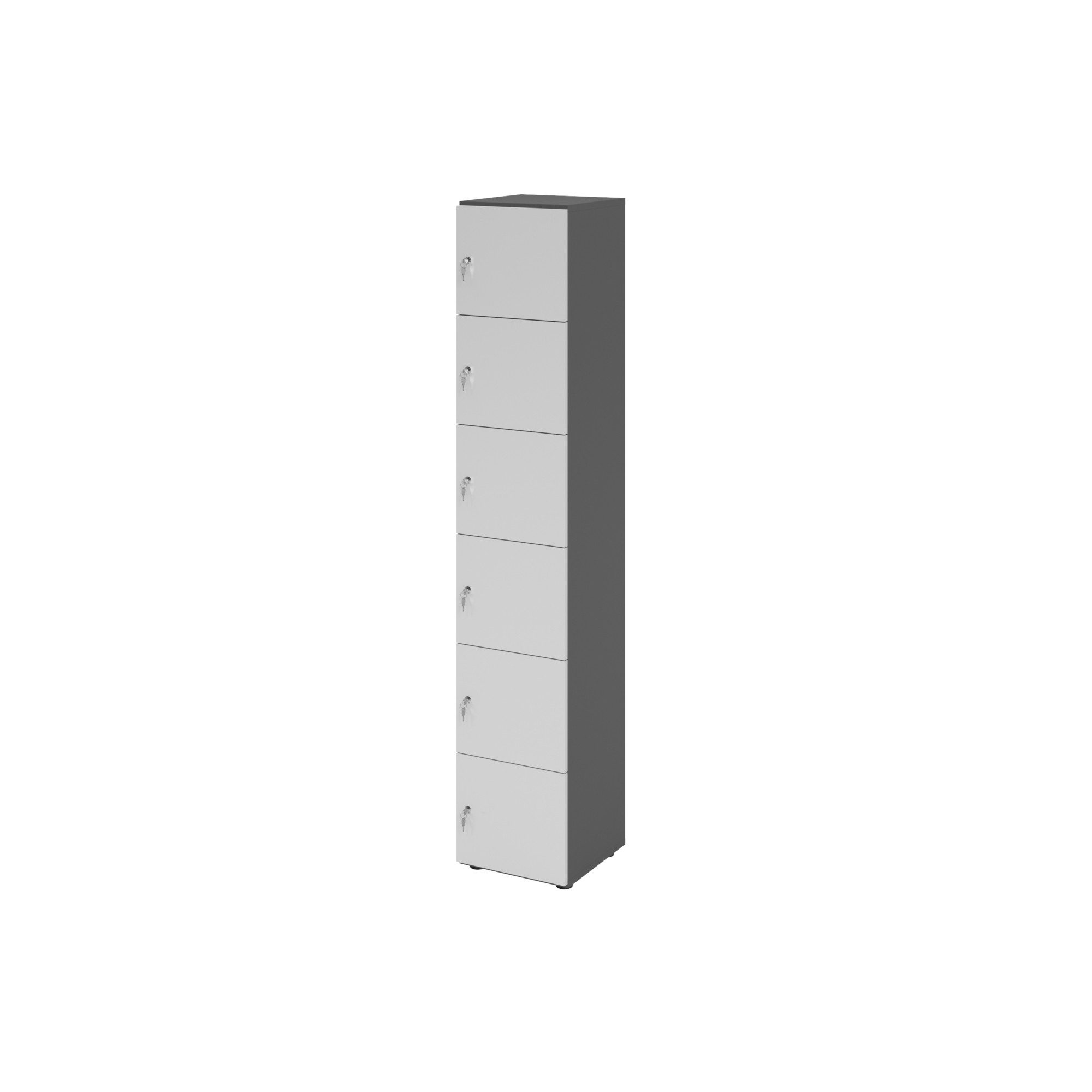 HAMMERBACHER Garderobenschrank Schliessfachschrank 6OH 6xDS graphit/grau