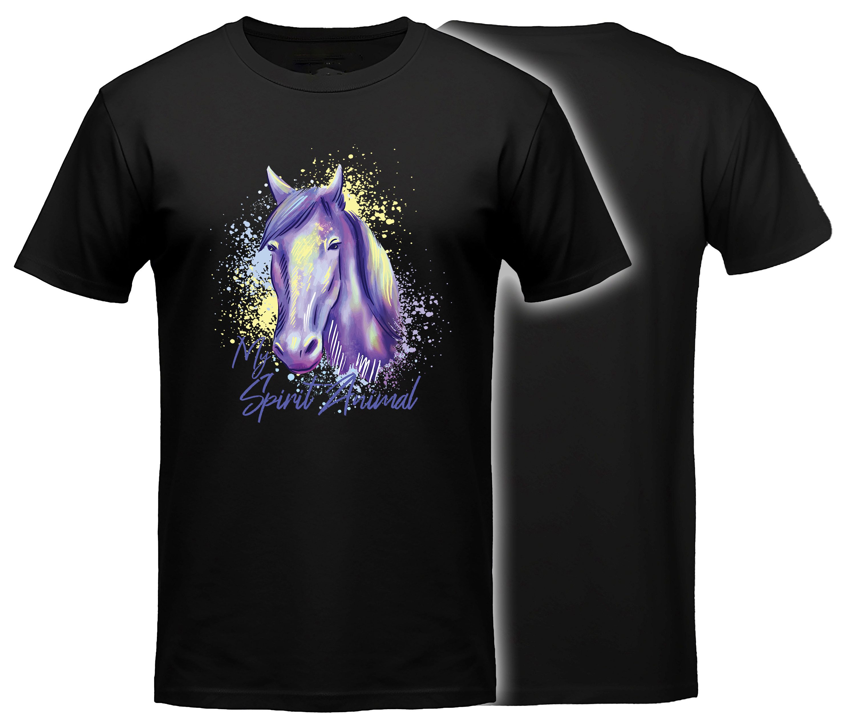 MyDesign24 T-Shirt Pferde print Shirt my Spirit Pferde T-Shirt schwarz kurzarm Regular Fit i158