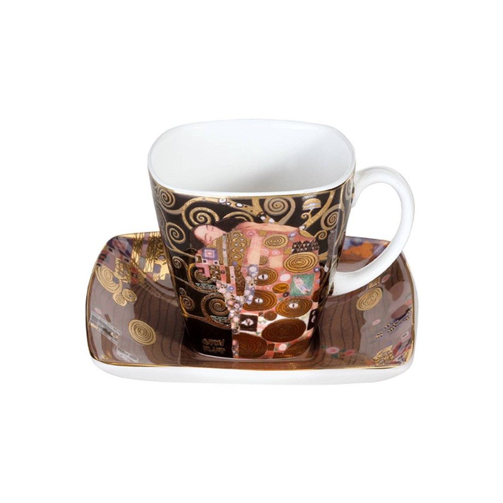 Goebel Espressotasse Gustav Klimt, Porzellan, Echtgolddekor, Gold, Die Erfüllung, H: 6.5cm