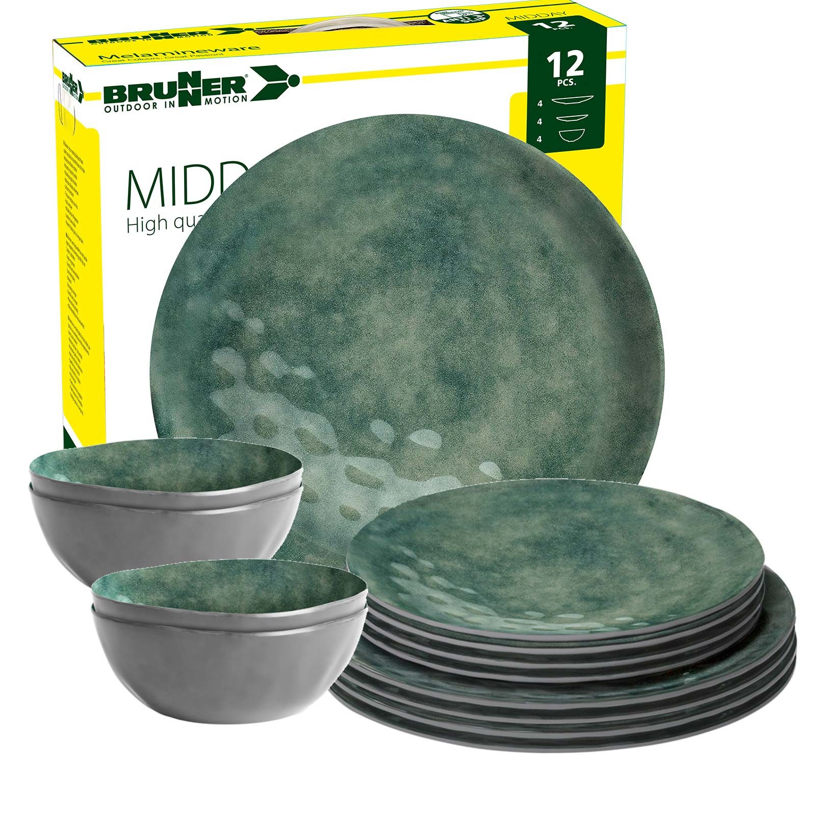 BRUNNER Geschirr-Set BRUNNER Camping Geschirrset VENETIAN (8, 12, 16, 36-Teile) SEA GREEN (12-tlg)