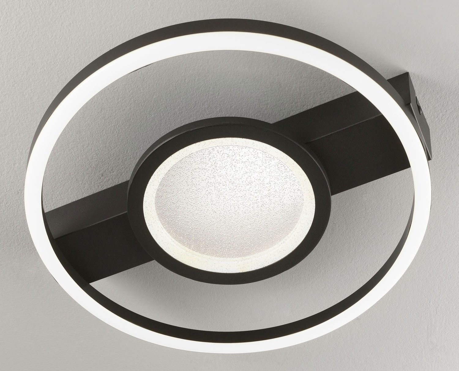 casa NOVA LED Deckenleuchte FAY, 2-flammig, Schwarz, Weiß, Eisen, Kunststoff, Dimmfunktion, LED fest integriert, Neutralweiß, LED Deckenlampe