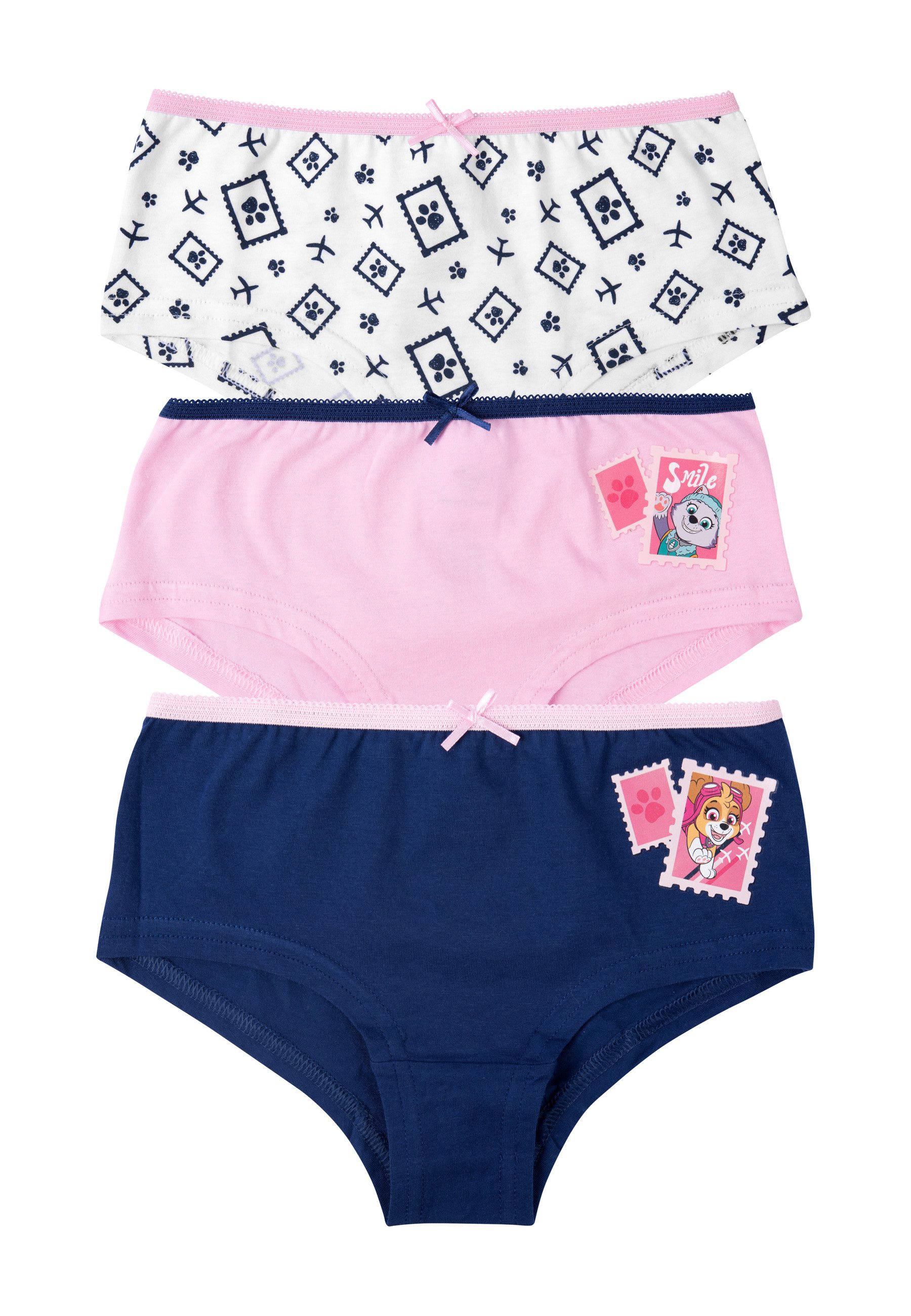 United Labels® Panty Paw Patrol Panty Mädchen Unterhose Slip Rosa/Weiß/Blau 3er Pack