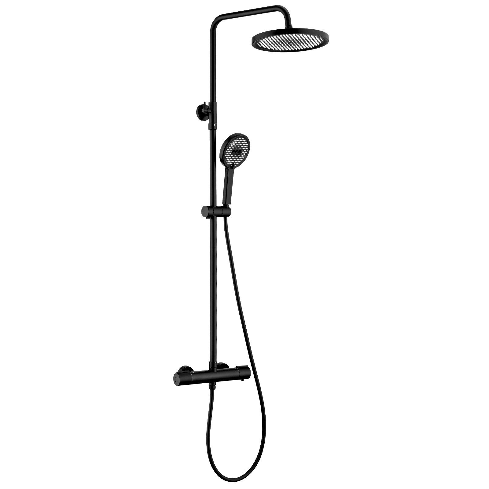 HOMELODY Duschsystem Thermostatische Dusche mit Handbrause und drei Funktionen, 2 Strahlart(en), Set, Leicht zu reinigende Silikondüse, Höhenverstellbare 3-Funktions-Handbrause, PVC-Schlauch, schwarz