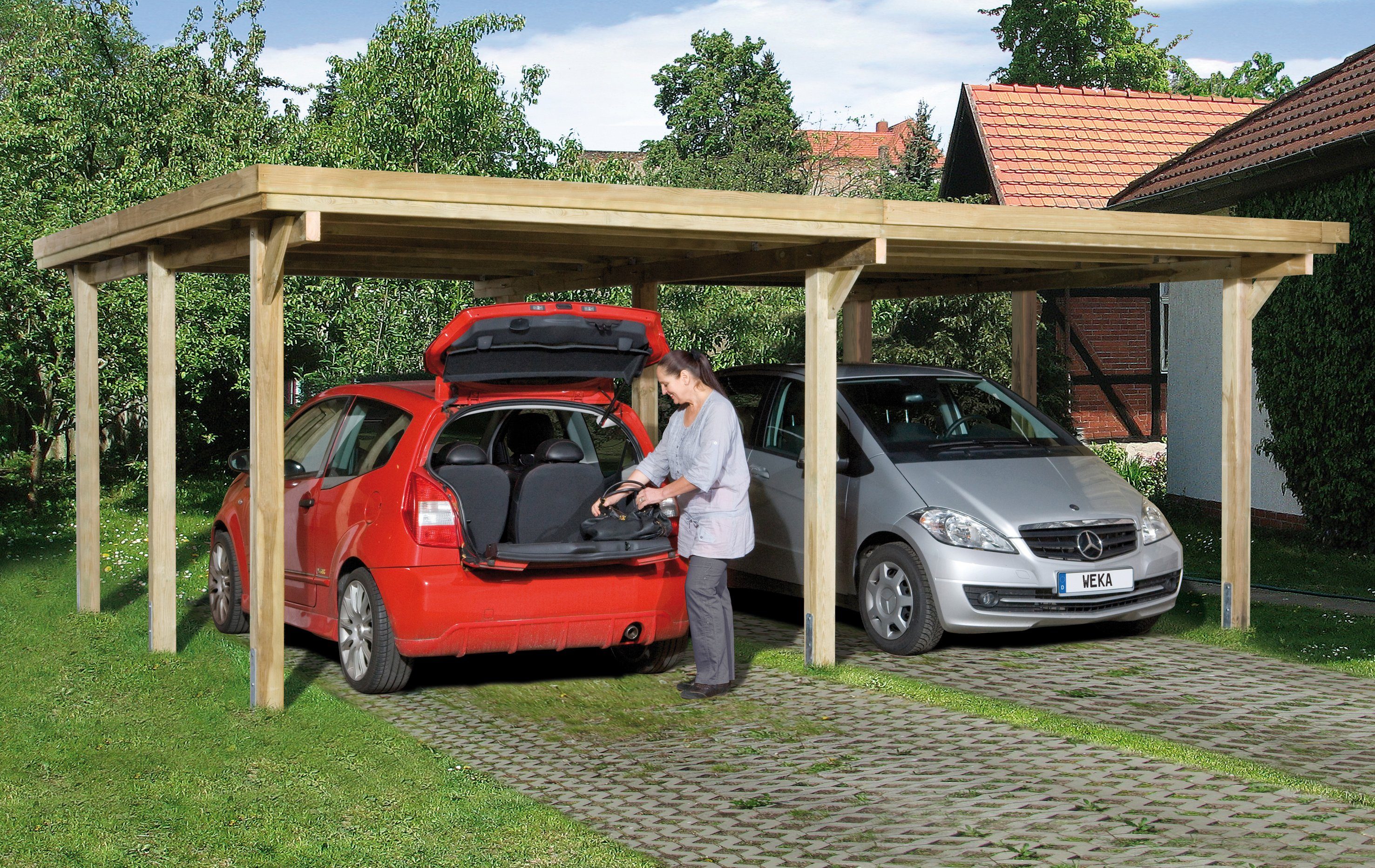 weka Doppelcarport Optima 1, cm, 603x512 215 Einfahrtshöhe BxT: cm