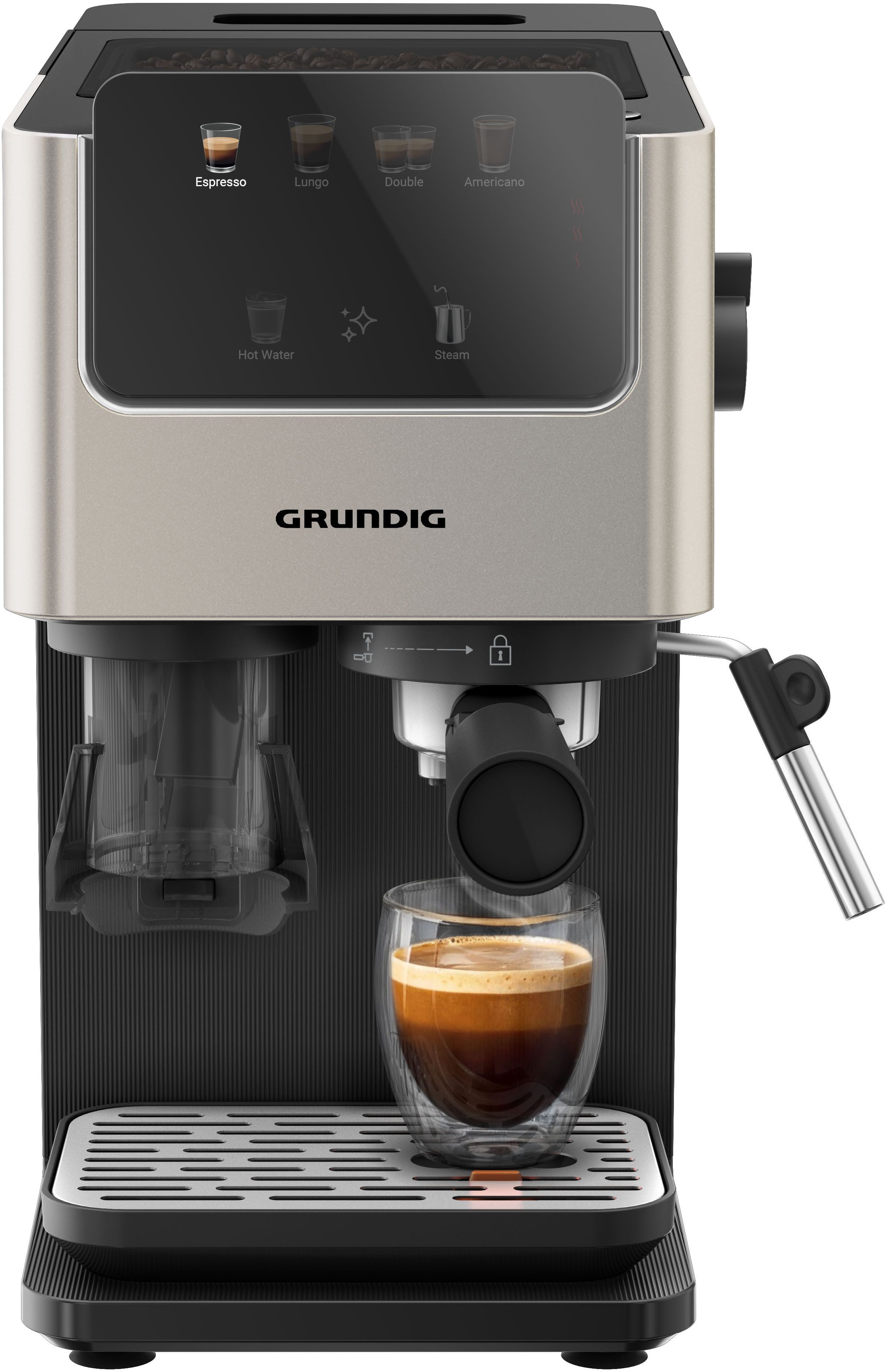Grundig Espressomaschine KSM 7530, Kaffeevollautomat mit 15 Bar, Touch & GrindPro™ Mahlwerk