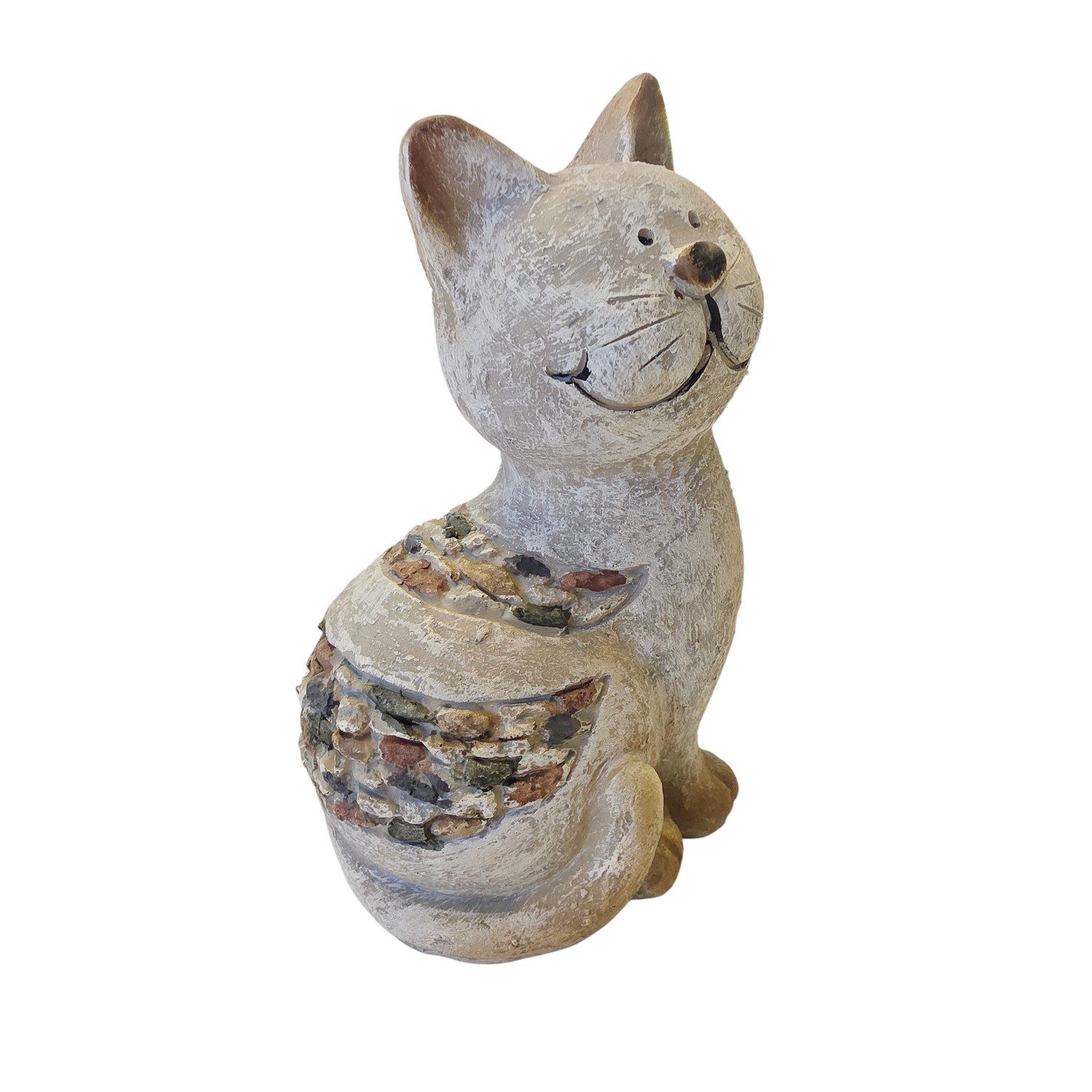 Macosa Home Dekofigur Katze 21 cm Grau Beige Katzenfigur Polyresin (1 St., Tierfigur modern Kätzchen), Deko Figur Dekokatze Gartendeko – Bild 3 von 4