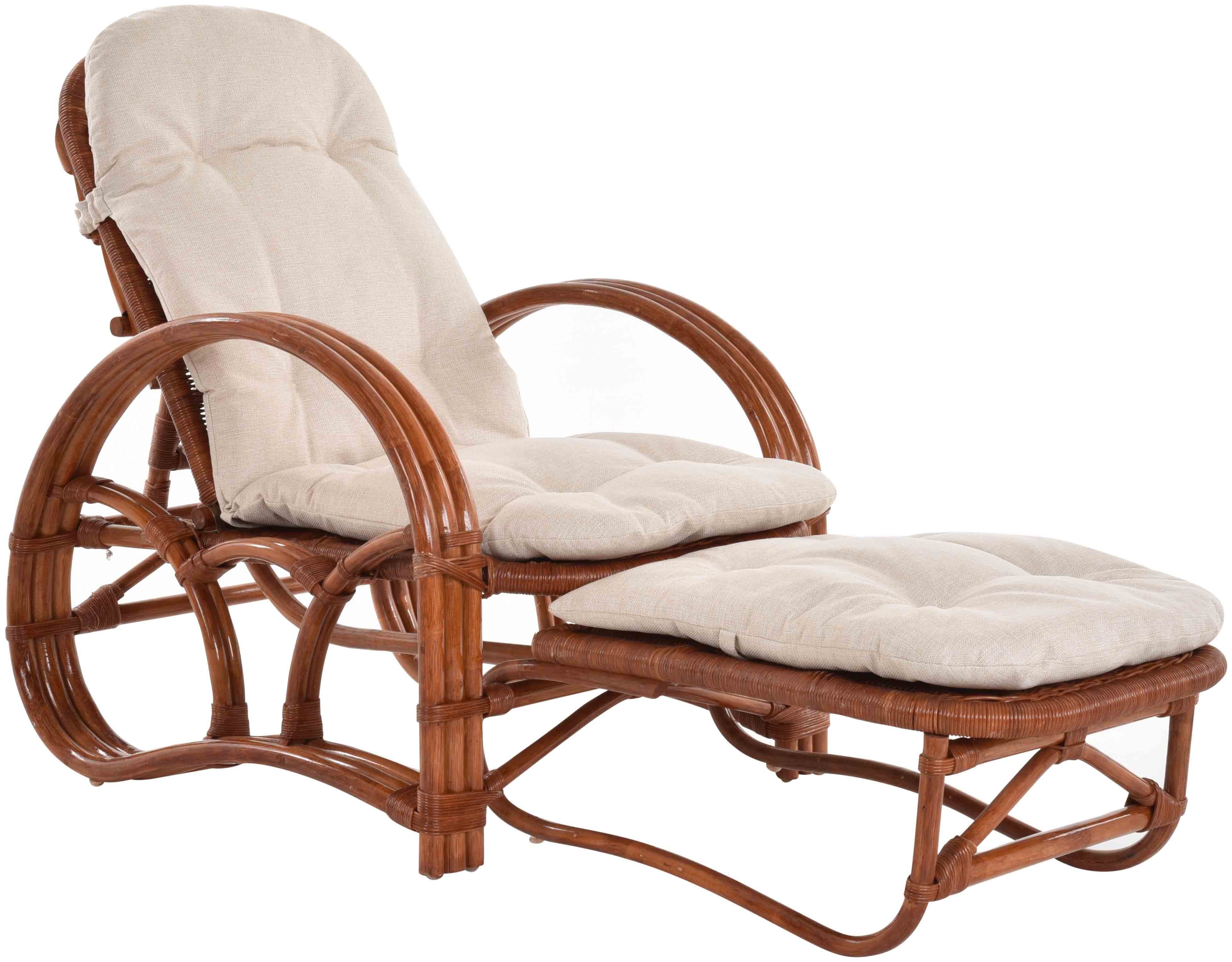 Krines Home Loungesessel Rattanliege Liegesessel klappbar mit Hocker Relax Liegestuhl Liege, mit Relaxfunktion