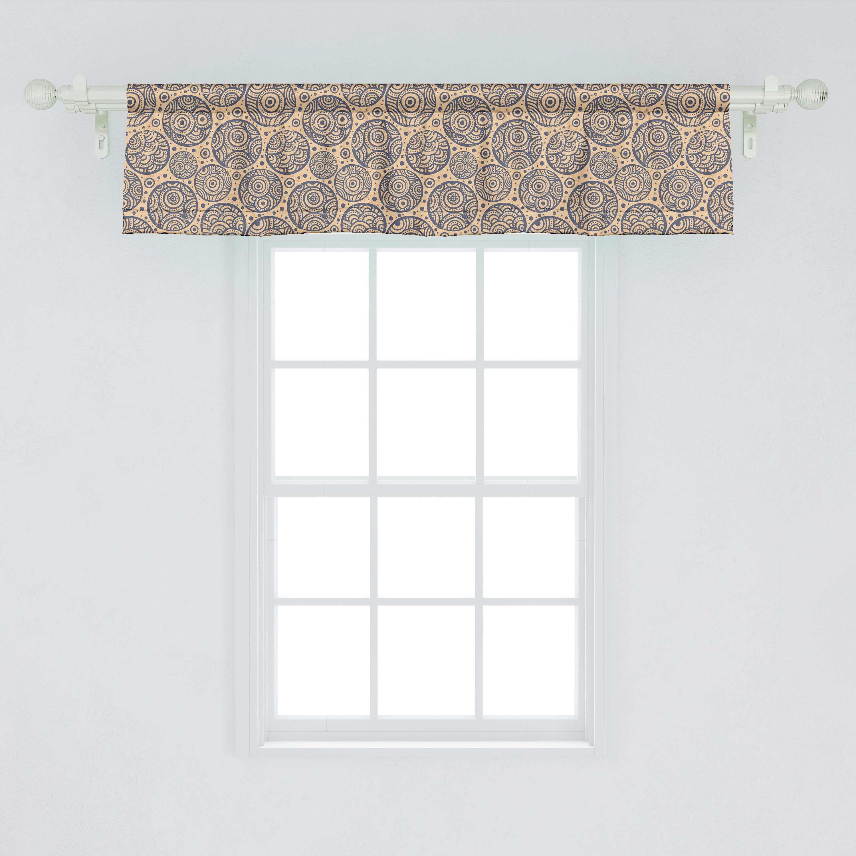 Scheibengardine Volant Microfaser, Abstrakt Dekor Schlafzimmer Vorhang Abakuhaus, mit für Stangentasche, Kreis-Punkt-Arrangement Küche