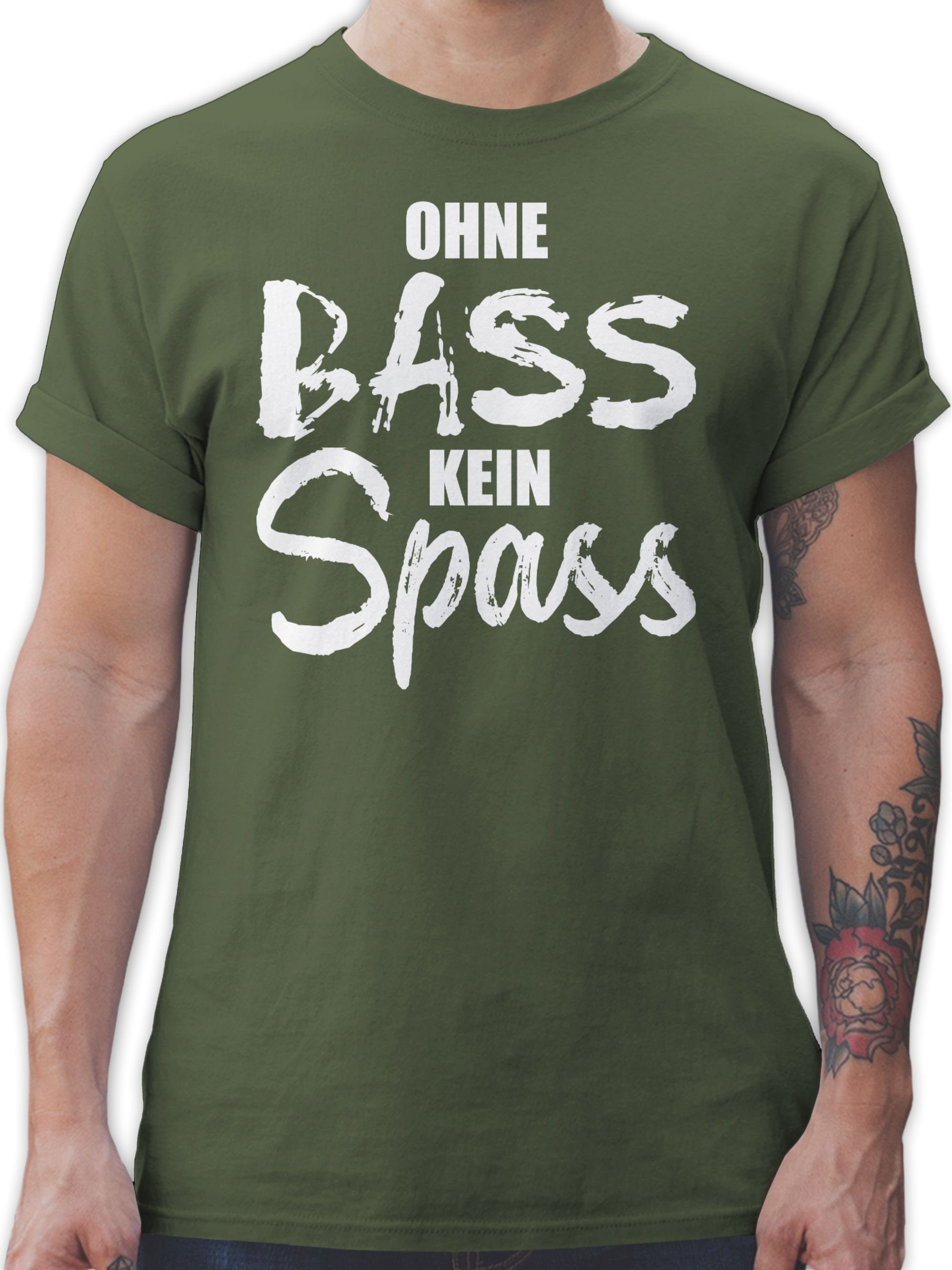 Shirtracer T-Shirt Ohne Bass kein Spass - weiß Festival Zubehör 2 Army Grün